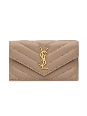 Saint Laurent Cassandre Matelasse Flap Pouch In Quilted Embossed Leather Black