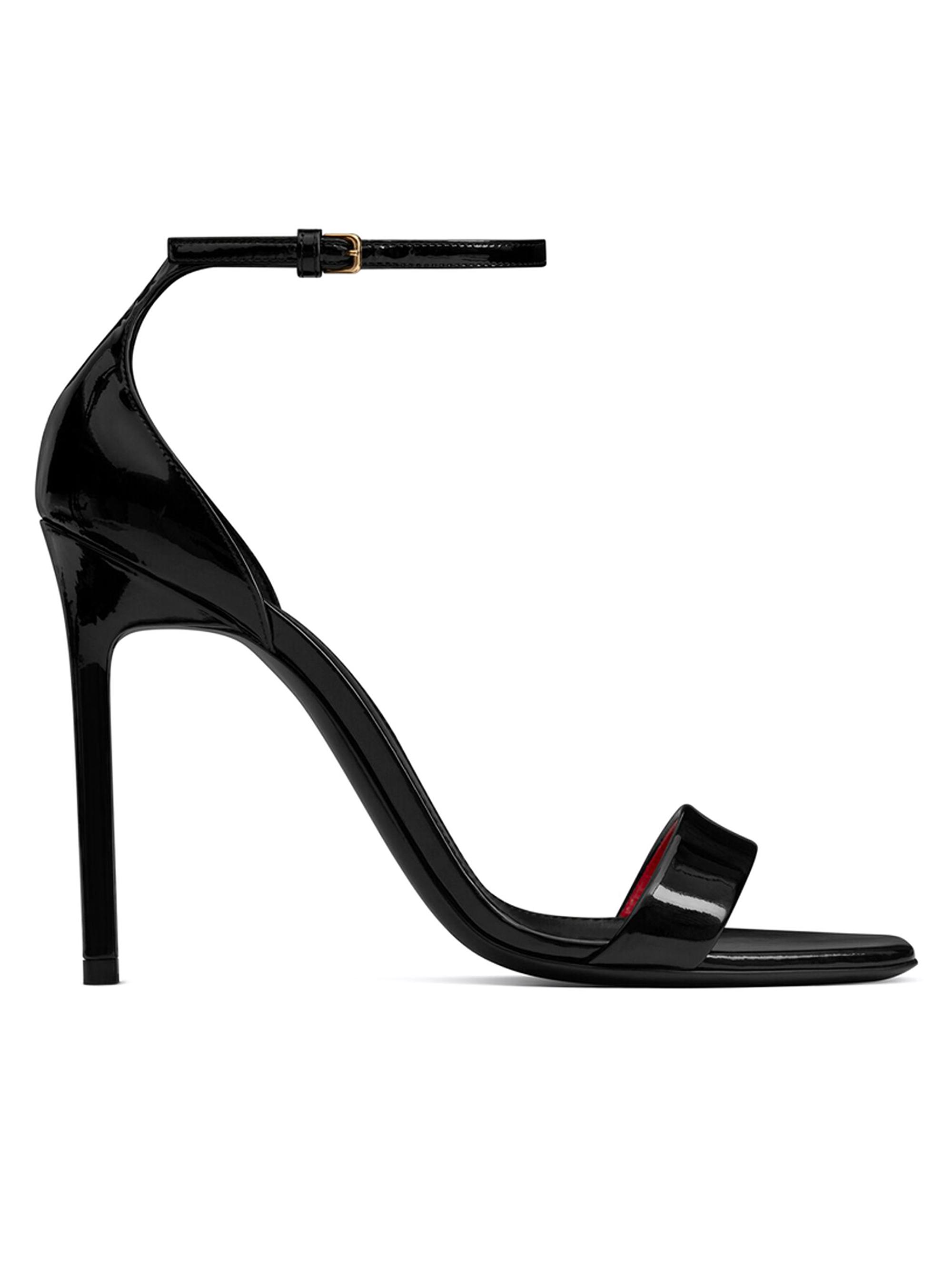 Saint Laurent Women's Amber Sandals in Patent Leather - Nero