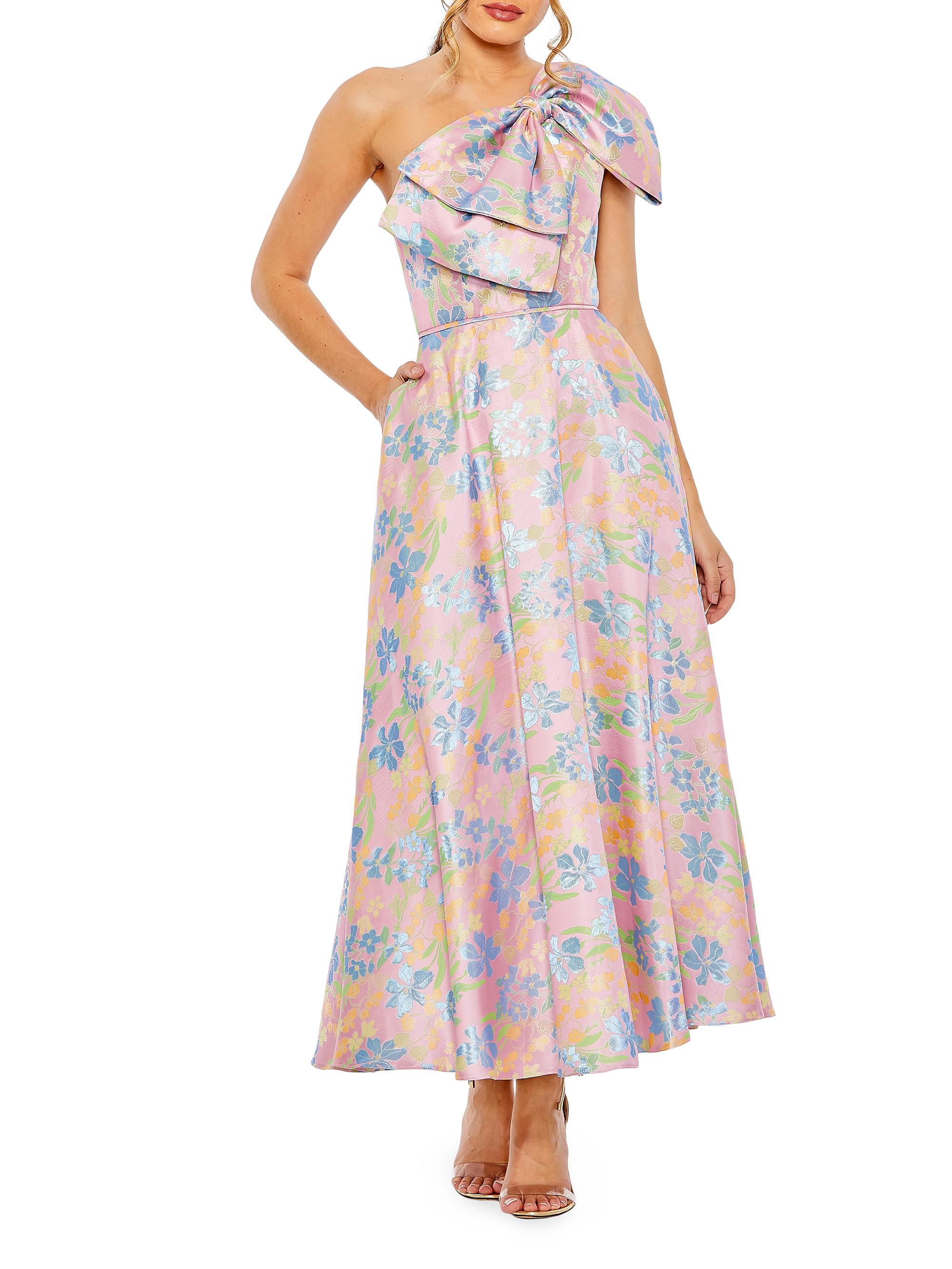 Mac Duggal Women's One-Shoulder Embroidered Floral Dress - Pink Multi