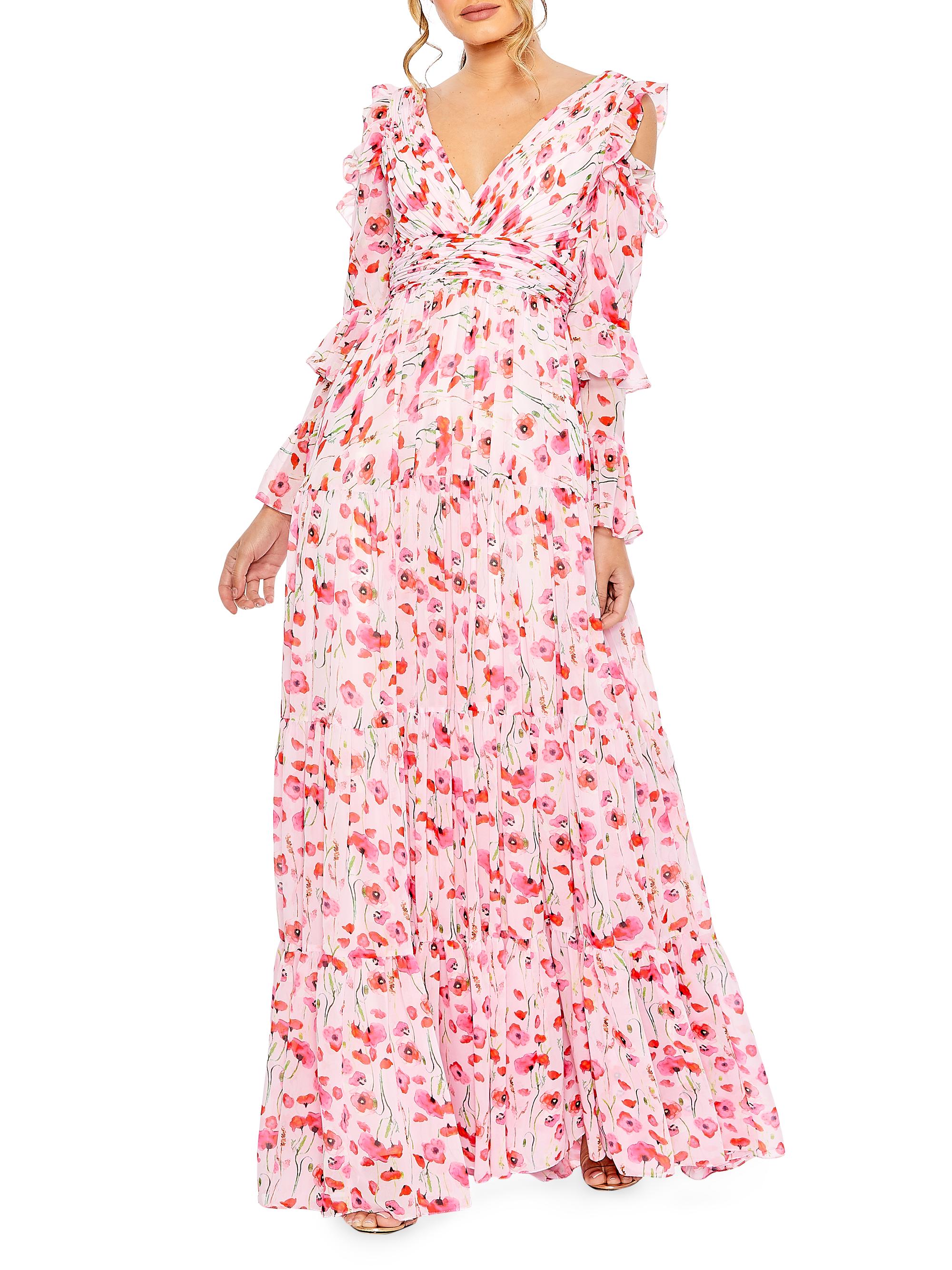 Mac Duggal Women's Floral Ruffle-Sleeve Gown - White Multi