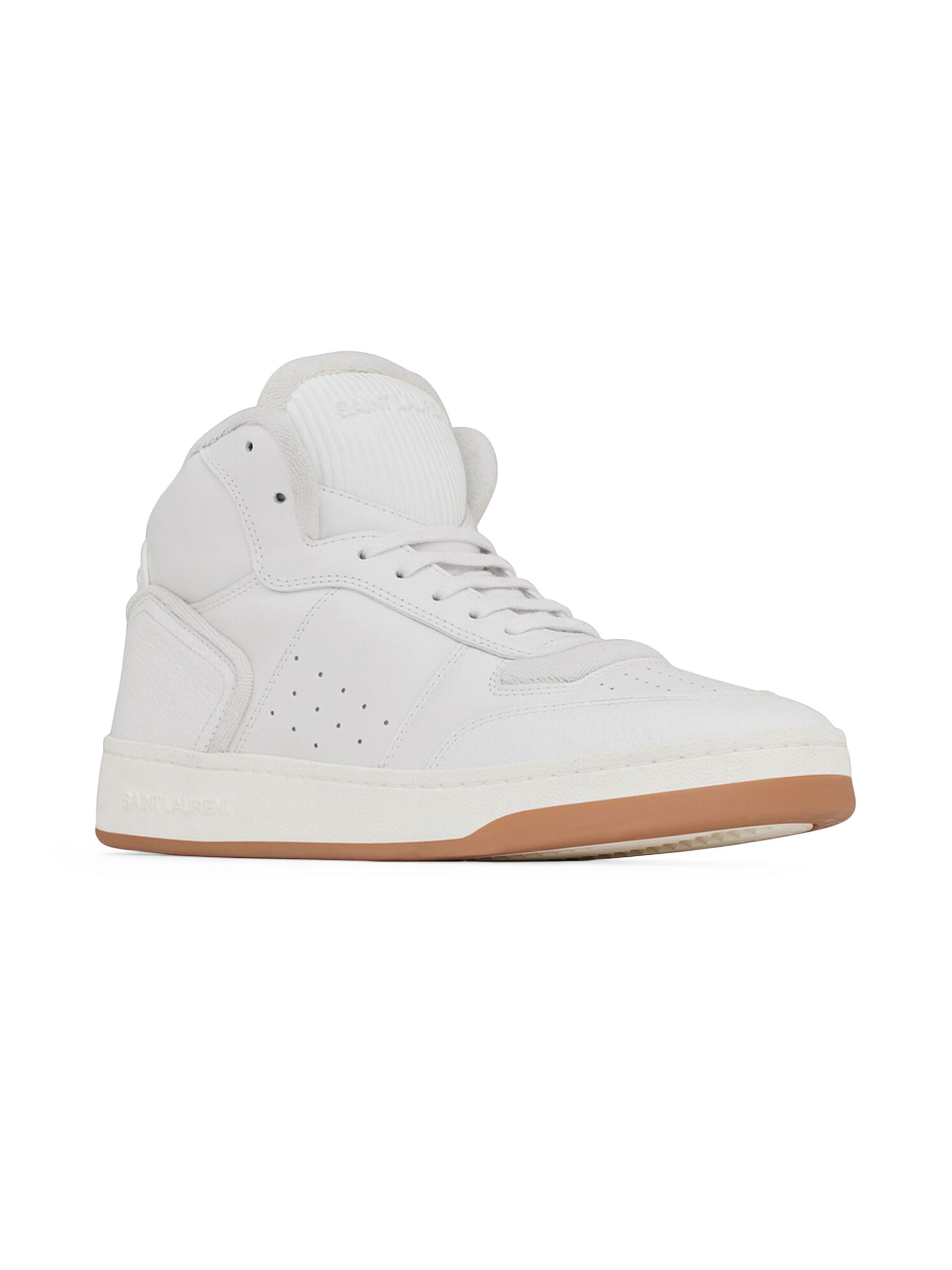 Saint Laurent Sl 80 Mid-top Sneakers in Smooth and Grained Leather