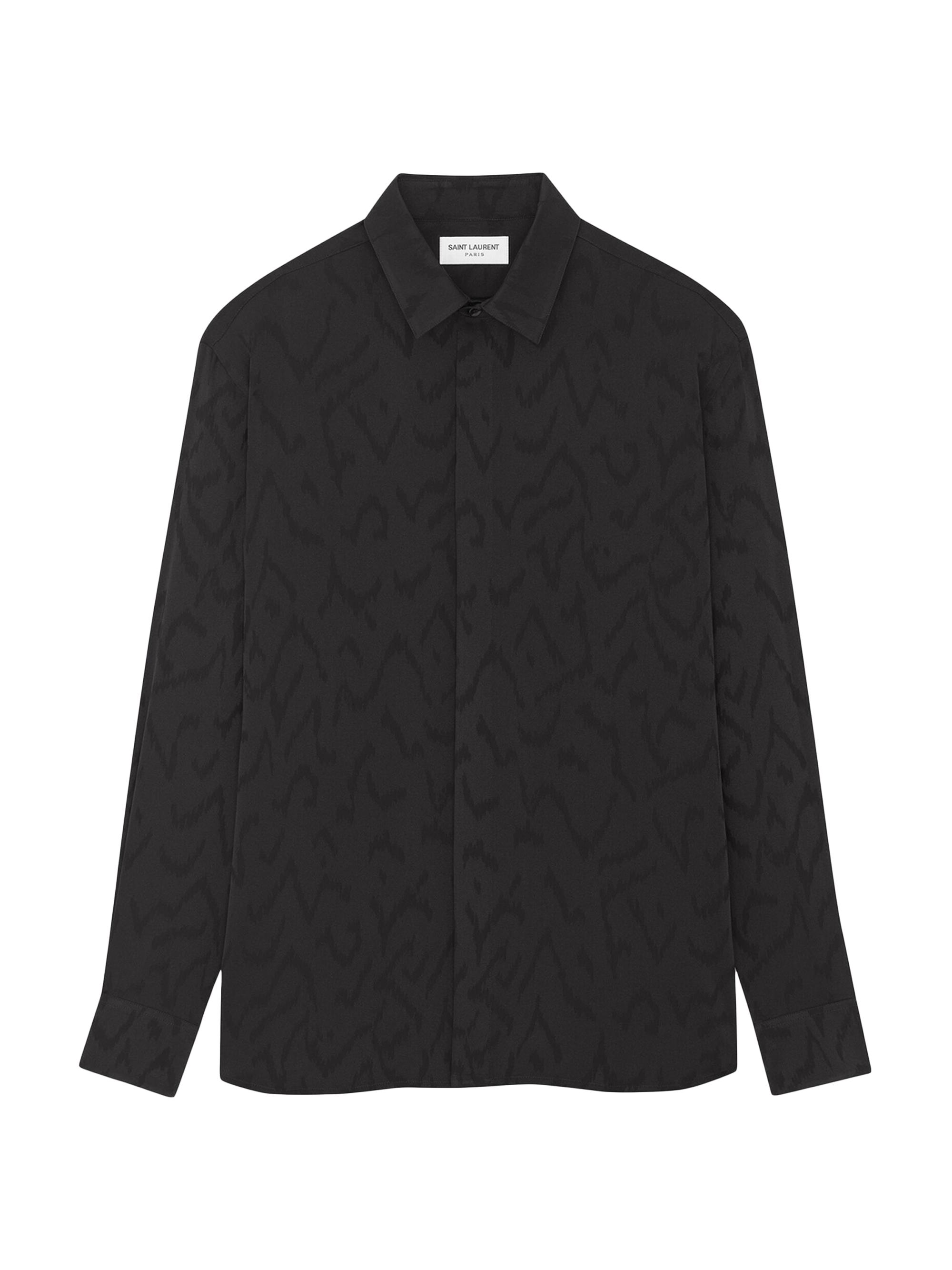 Saint Laurent Yves Collar Classic Shirt in Matte and Shiny Silk