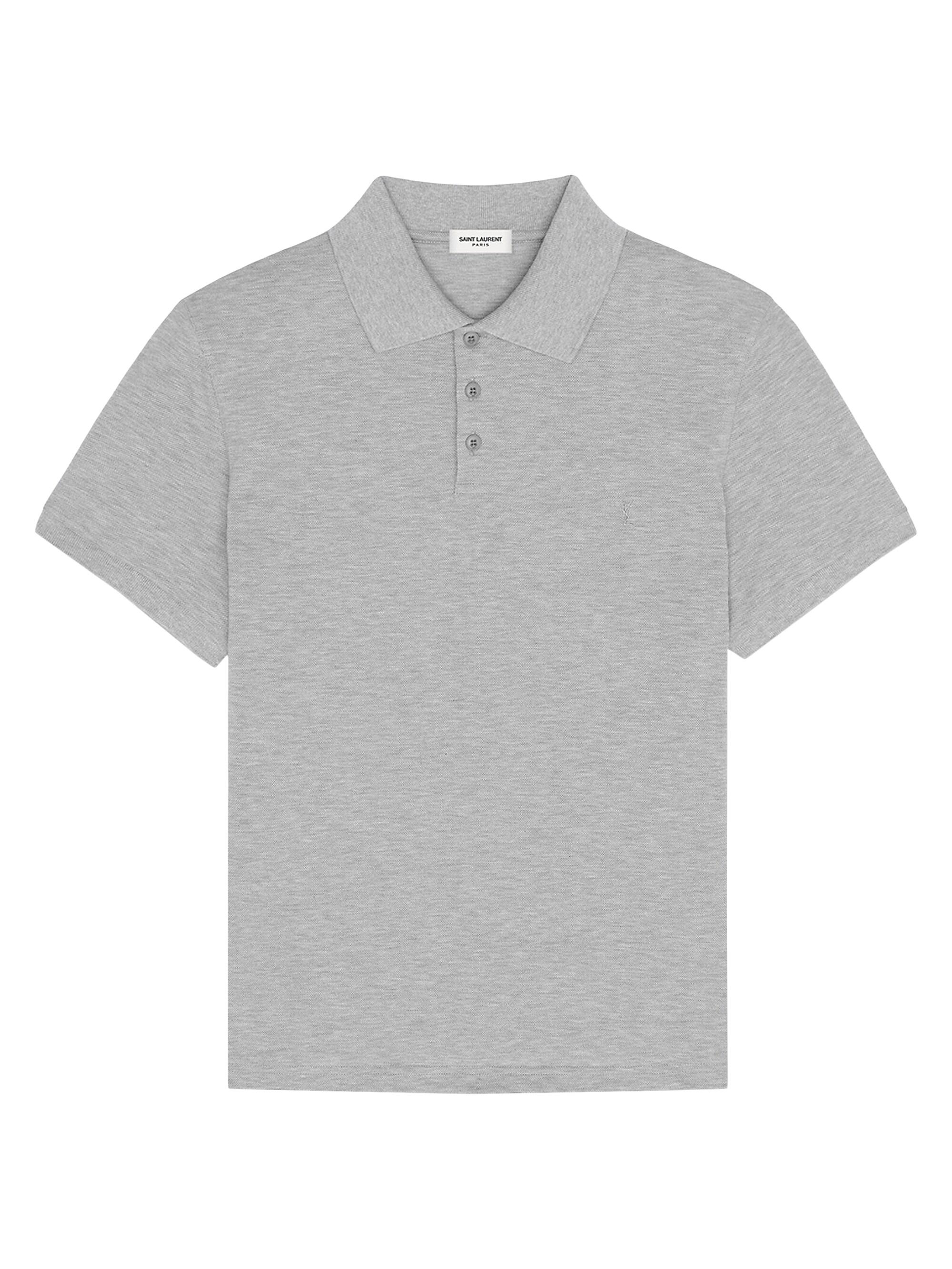 Saint Laurent Women's Cassandre Polo Shirt In Cotton Piqué - Gris Chine