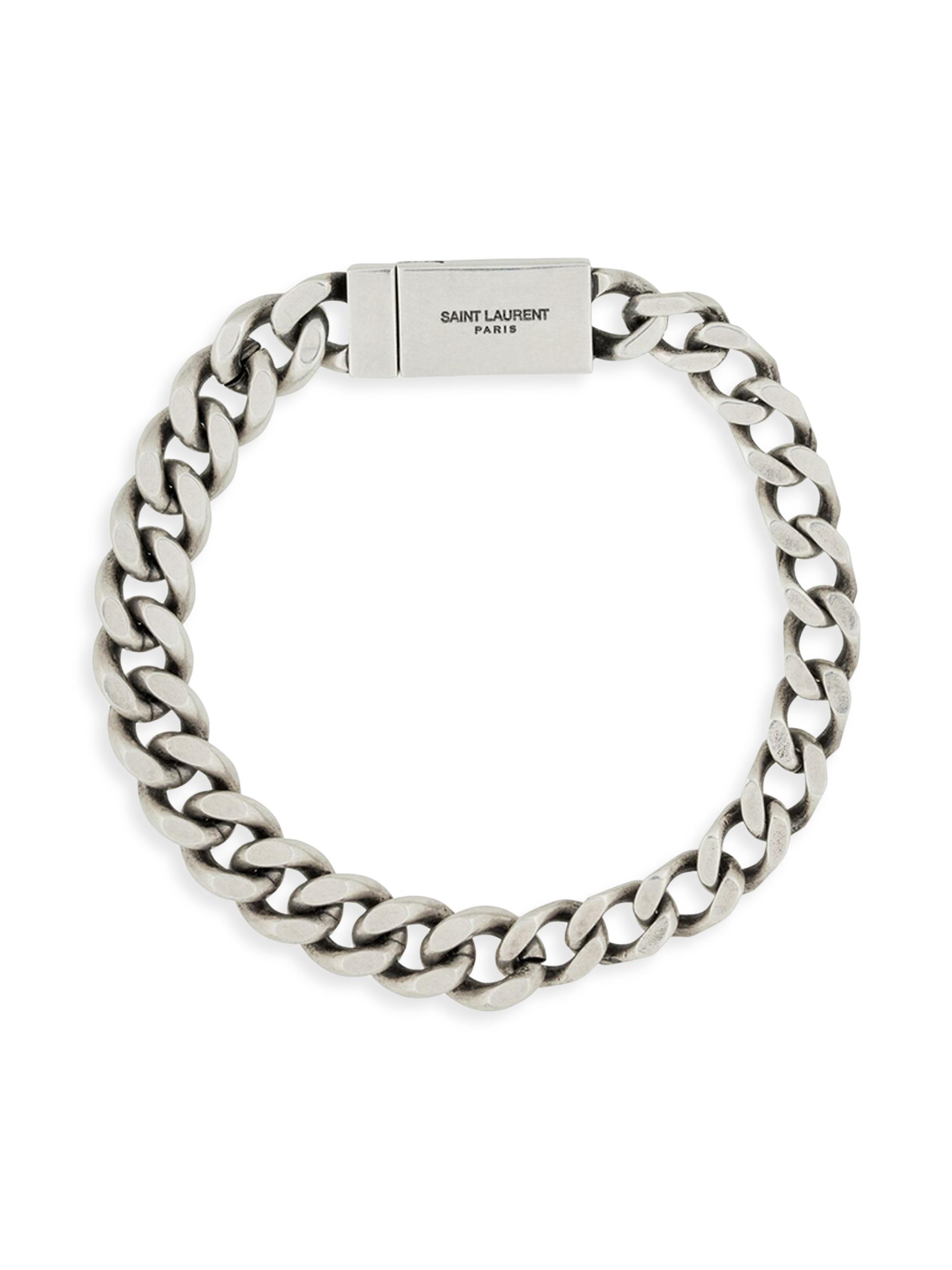 Saint Laurent Men's Curb Chain Bracelet In Metal - Argent Oxyde