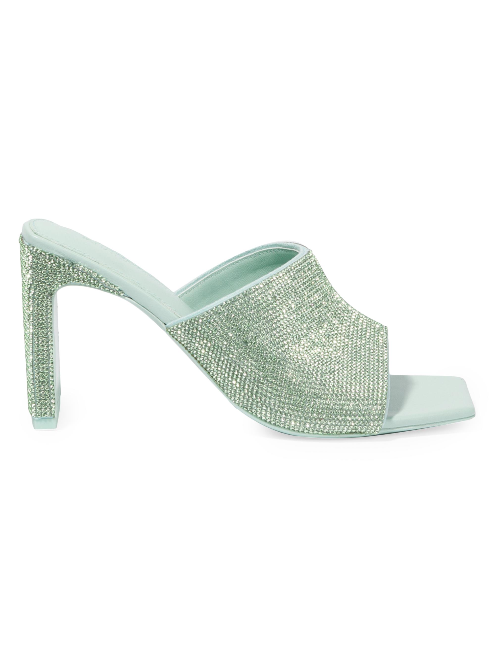 SIMKHAI Women's Asia 90MM Crystal-Embellished Leather Mules - Seafoam