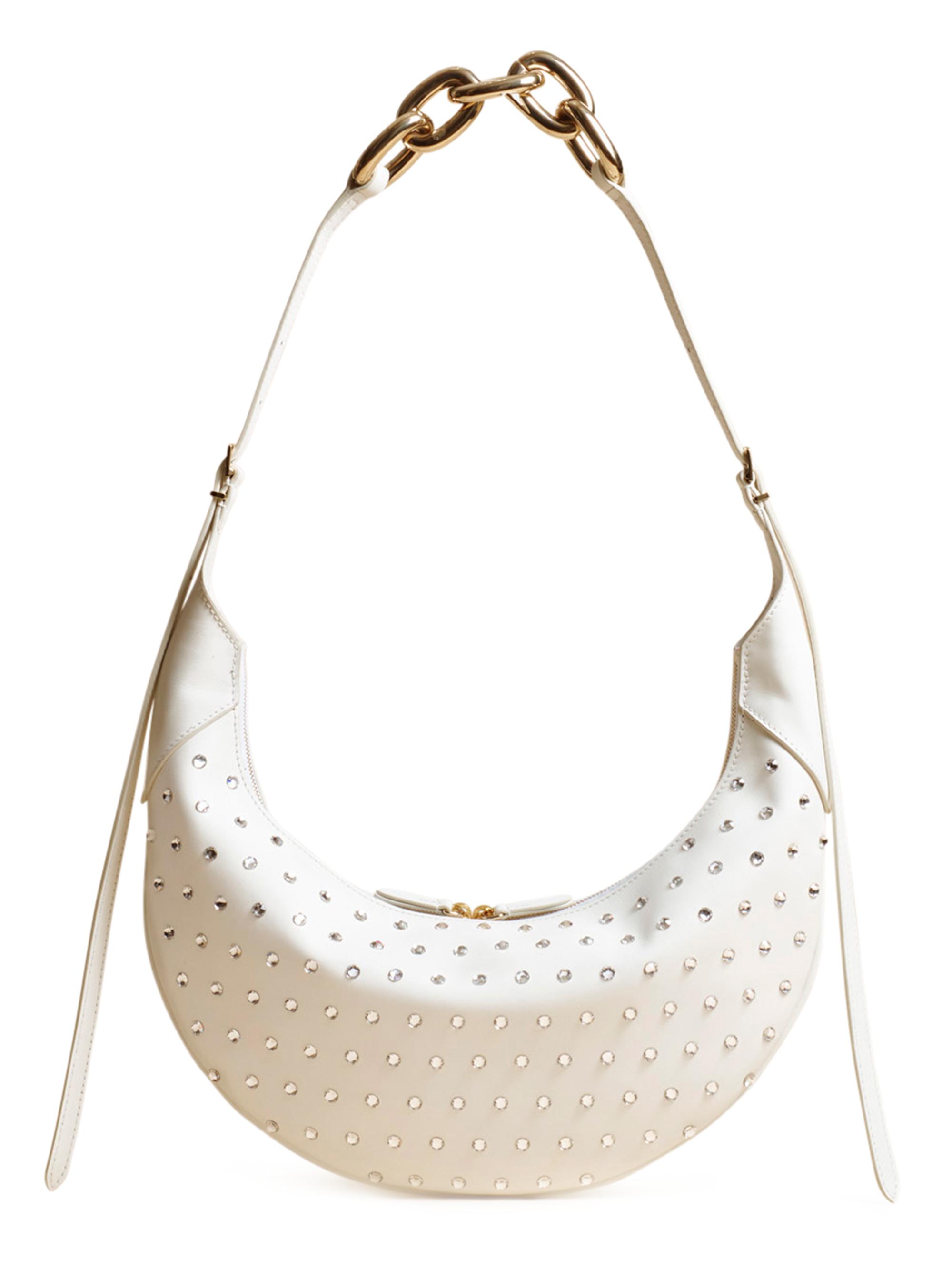 Khaite Women's Alessia Studded Crescent Crossbody Bag - White