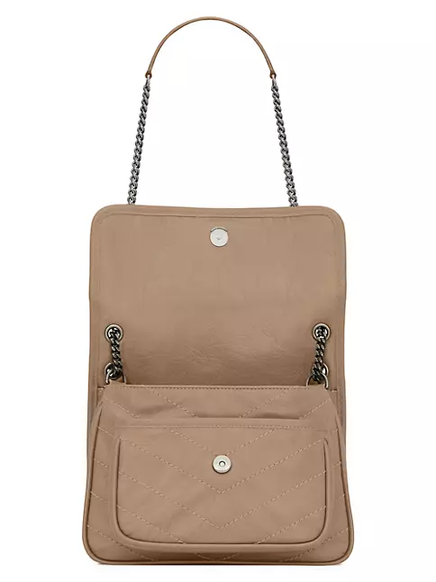 Niki Baby Small Leather Shoulder Bag in Brown - Saint Laurent