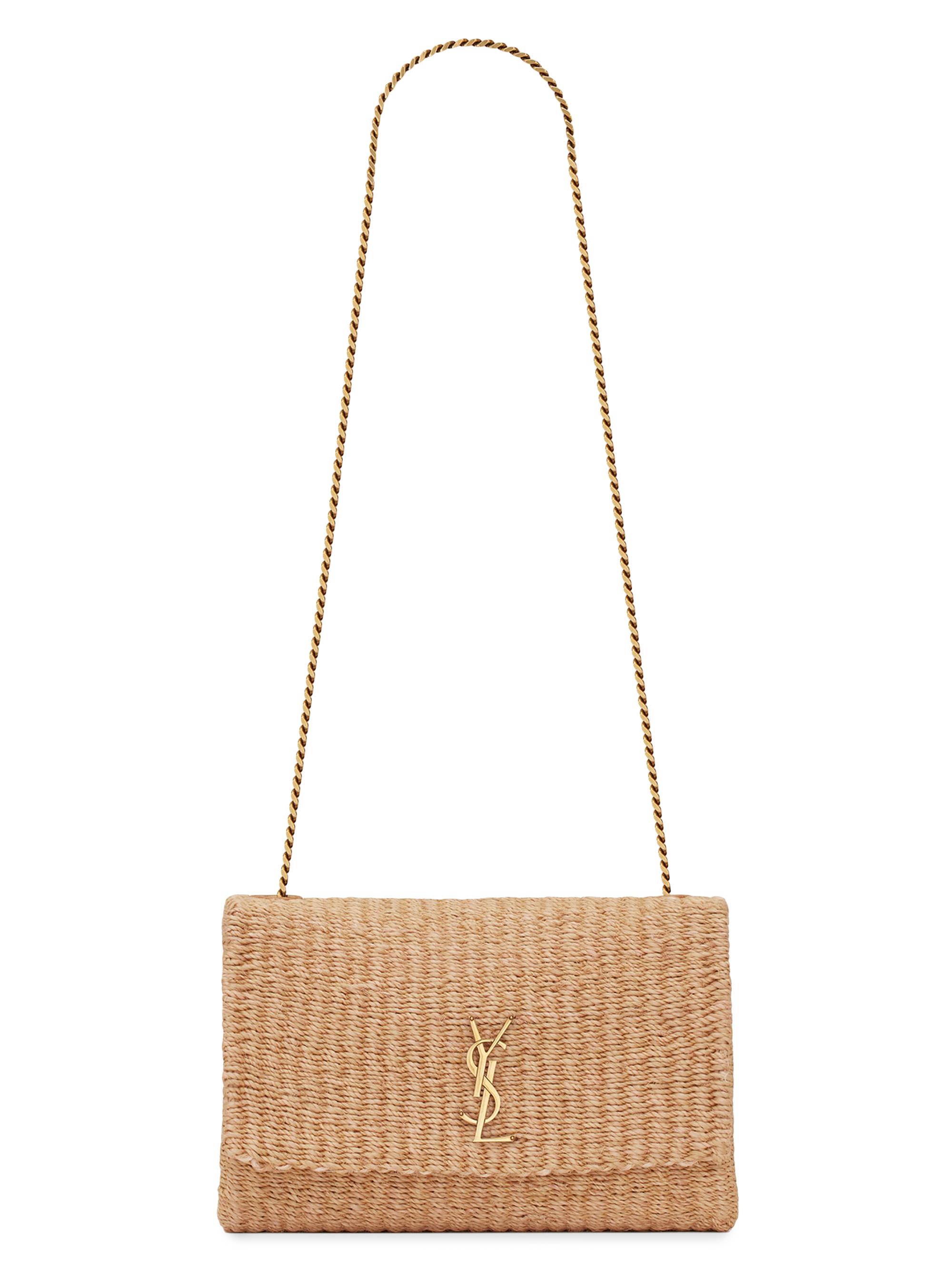 Saint Laurent Women's Kate  Supple Chain Bag in Raffia - Natural Beige