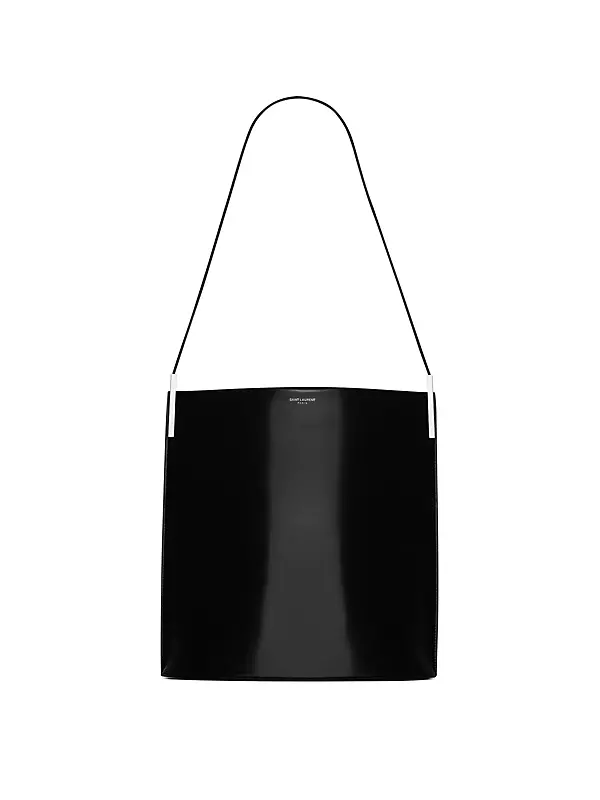 Vintage Shiny Black Patent Leather Top Handles Frame Handbag 3