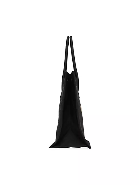 Saint Laurent Women's Rive Gauche Small Tote Bag In Raffia And Leather In  Black/white