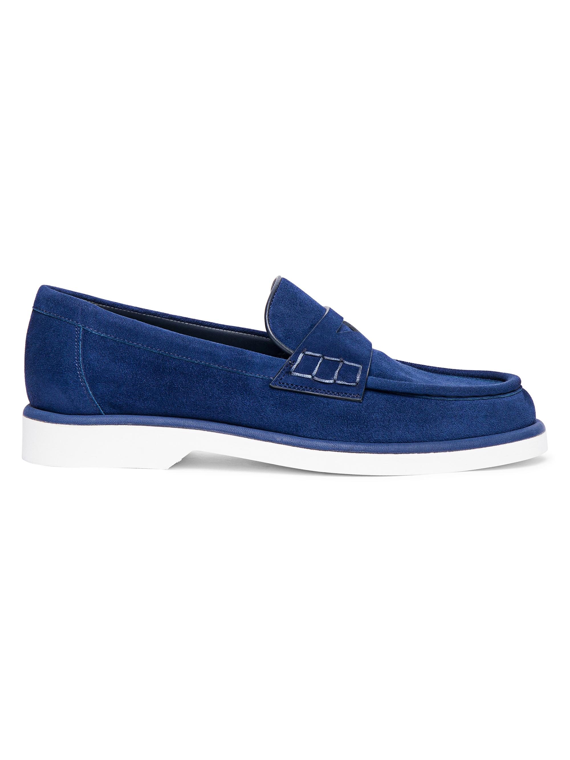 Santoni Women's Suede Penny Loafers - Blue