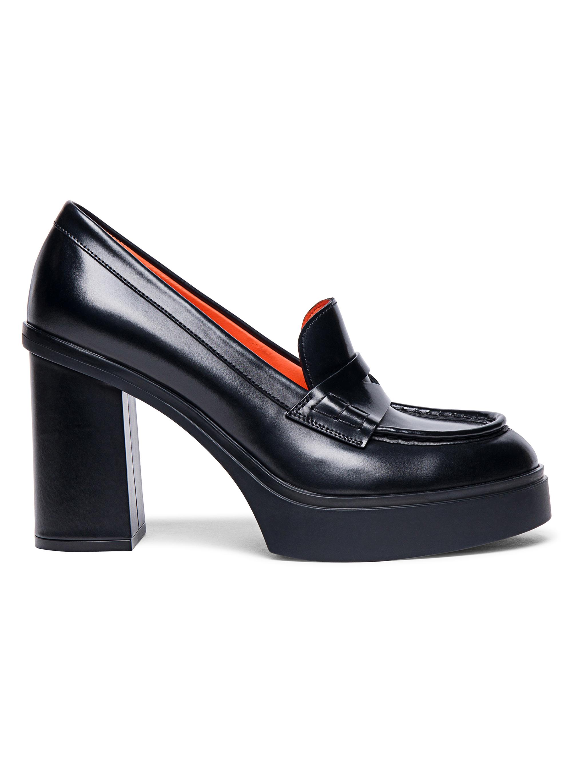 Santoni Women's Leather Block-Heel Loafers - Black