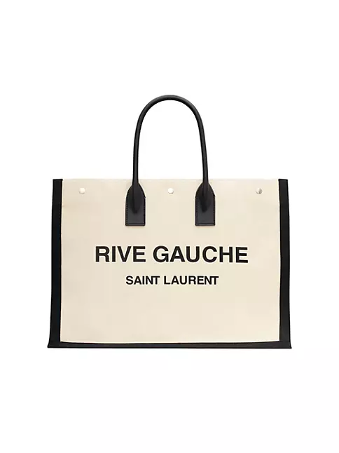 Saint Laurent Rive Gauche Large Raffia Tote Bag in Black for Men