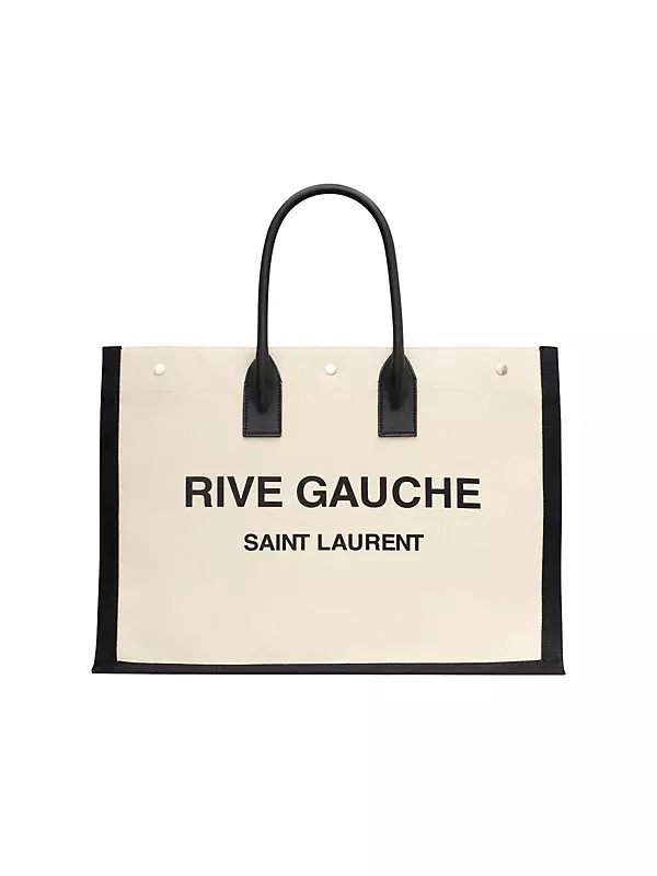 RIVE GAUCHE North/South tote bag in printed canvas and leather, Saint  Laurent