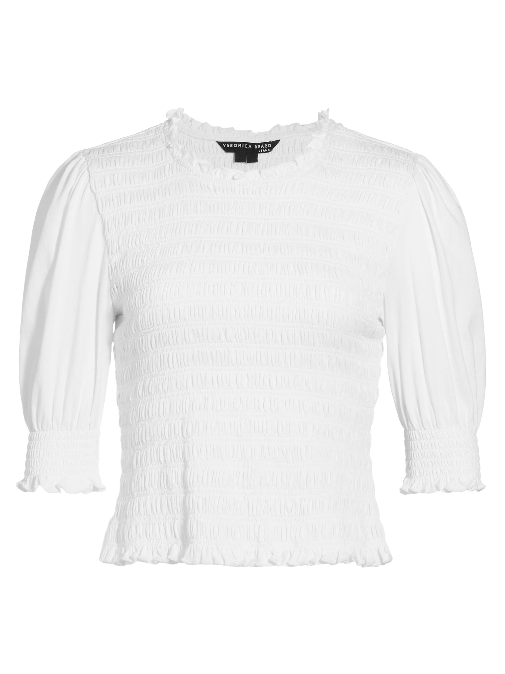 Veronica Beard Women's Langston Smocked Top - White