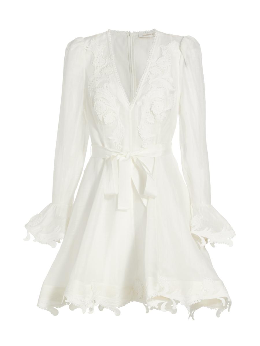 Zimmermann Wonderland Belted Appliqué Minidress | Saks Fifth