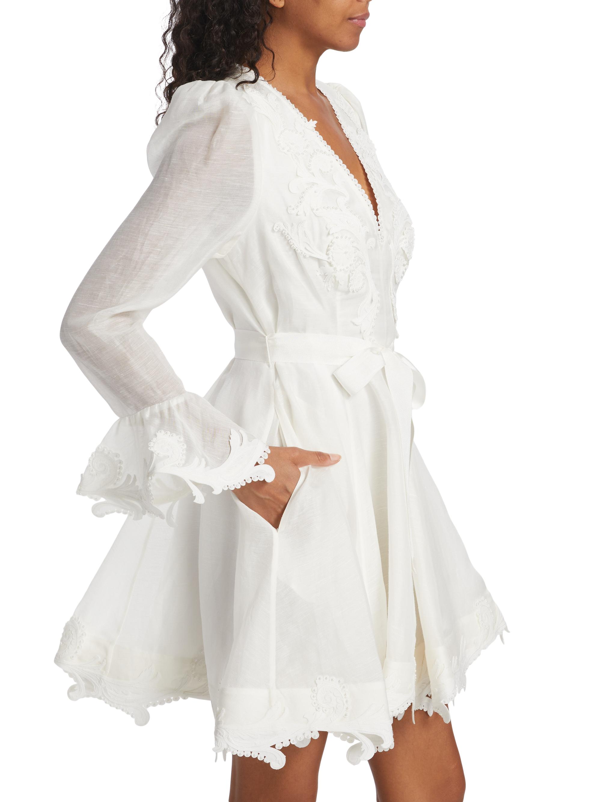 Zimmermann Wonderland Belted Appliqu Minidress | Saks Fifth Avenue