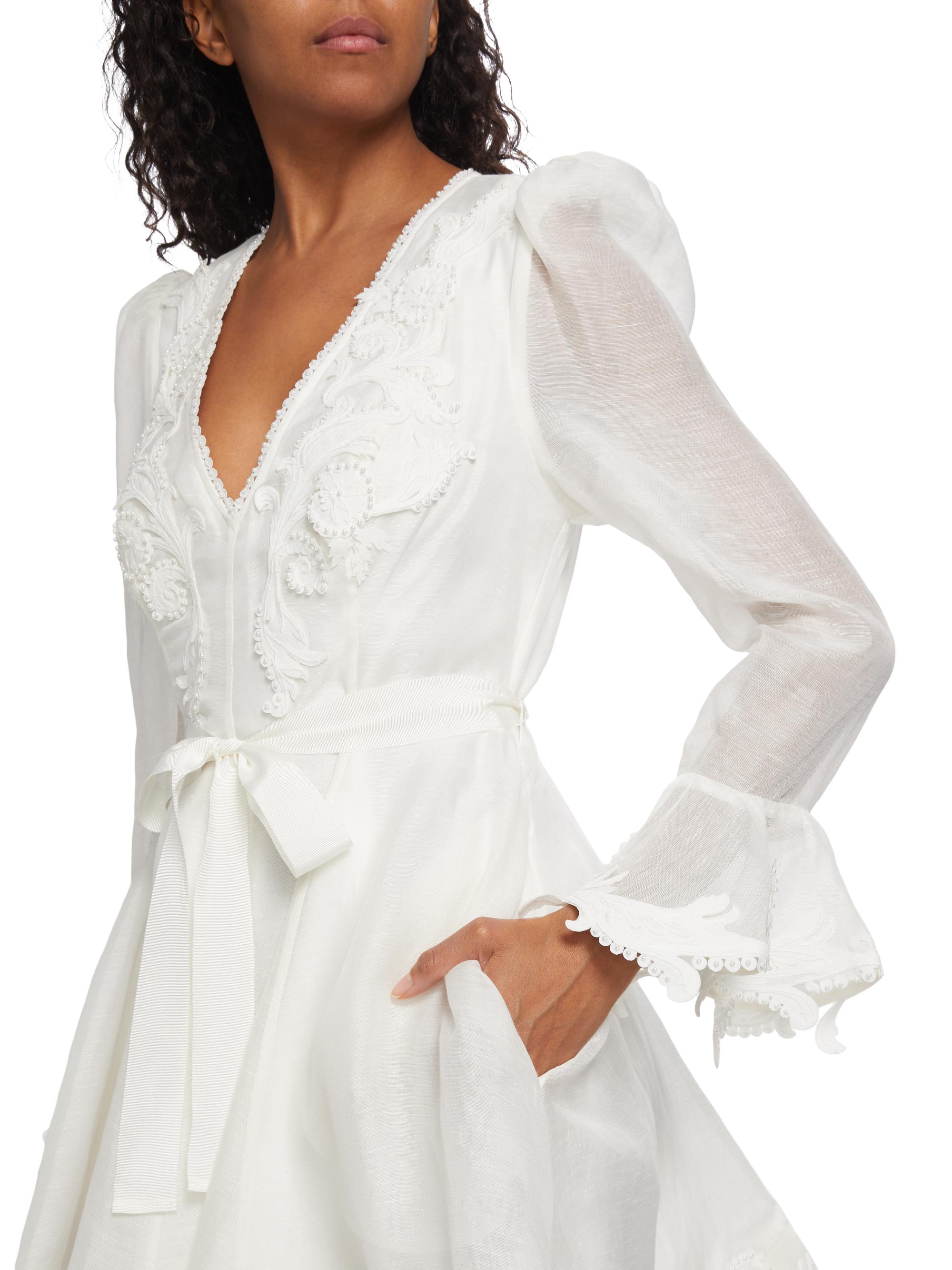 zimmermann dress white Espionage Bow Pearl The Alchemy Poplin Maxi Dress in Ivory from our Spring 2026 Collection Shop Designer White Dresses |