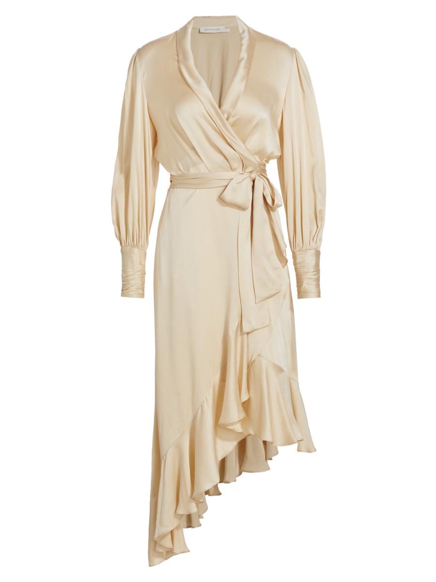 関税・送料込み【Zimmermann】ストレッチシルクミディワンピース Zimmermann Asymmetric Silk Midi Wrap Dress on SALE | Saks