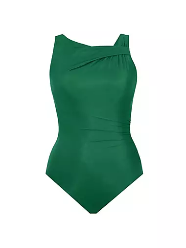  Miraclesuit Women's Swimwear Rock Solid Avra Underwire High  Neck One Piece Swimsuit, Malachite, 10 : Clothing, Shoes & Jewelry