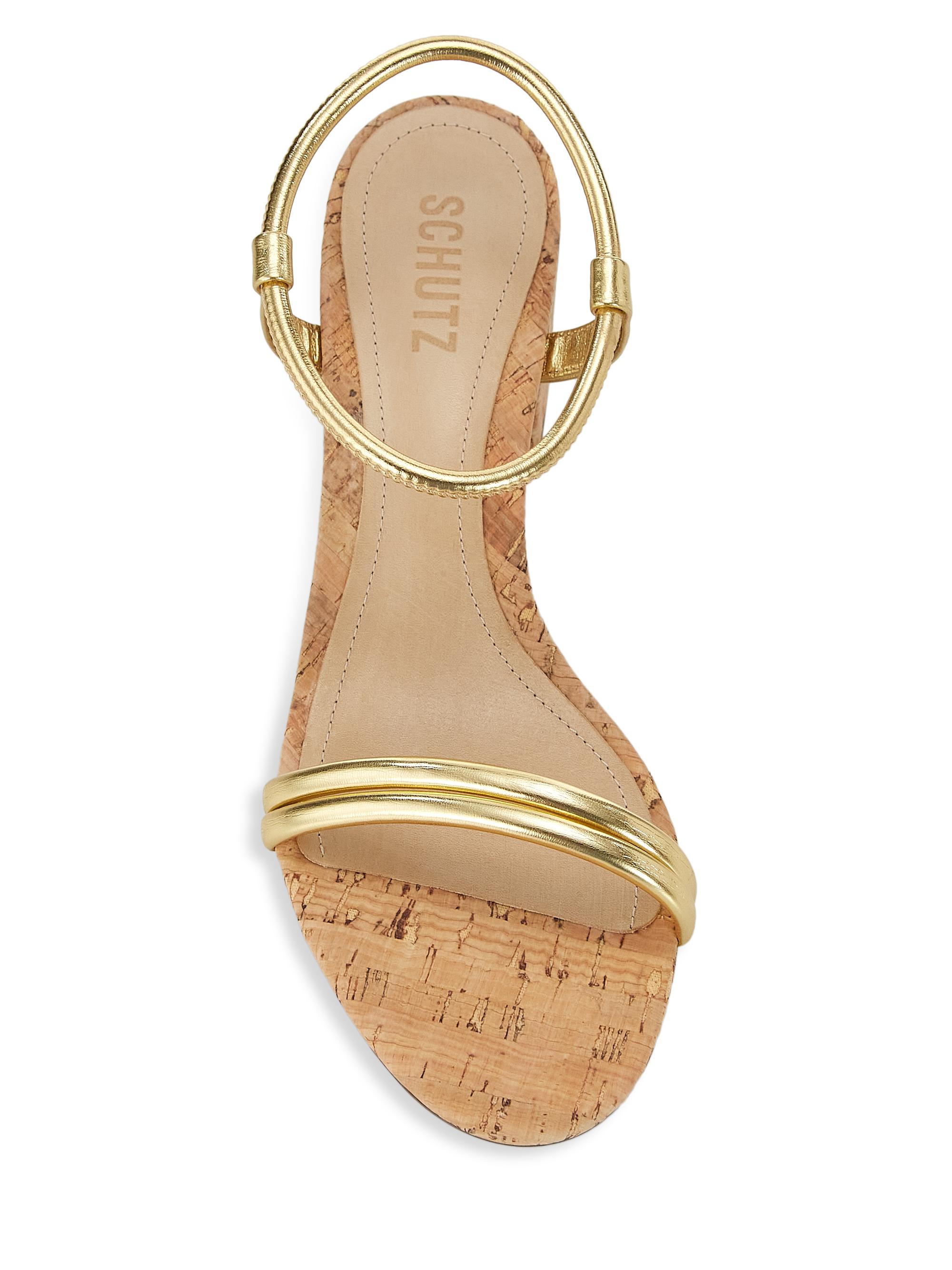 Schutz Gimenez 60MM Metallic Block-Heel Sandals | Saks Fifth Avenue