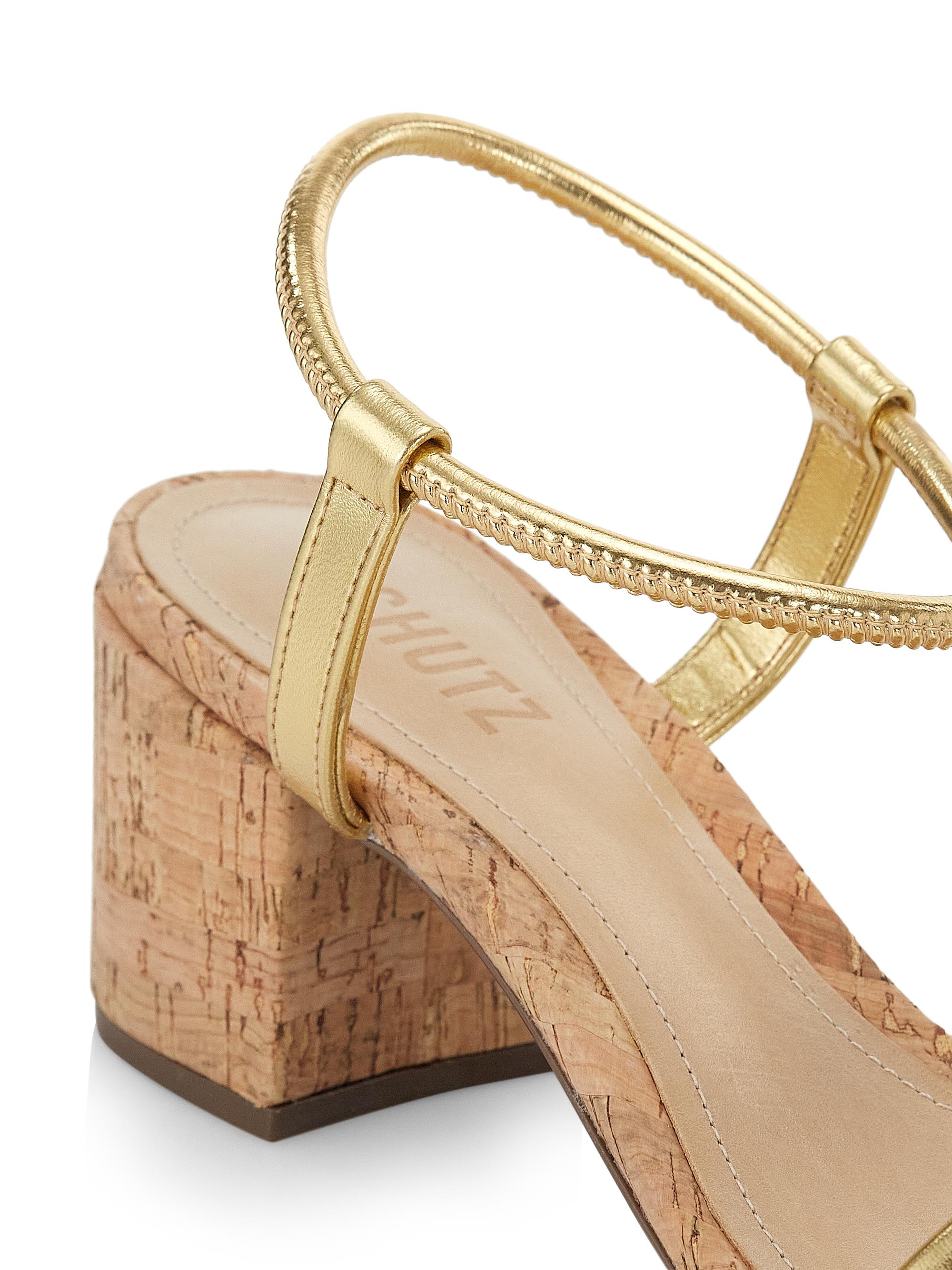 Schutz Gimenez 60MM Metallic Block-Heel Sandals | Saks Fifth Avenue