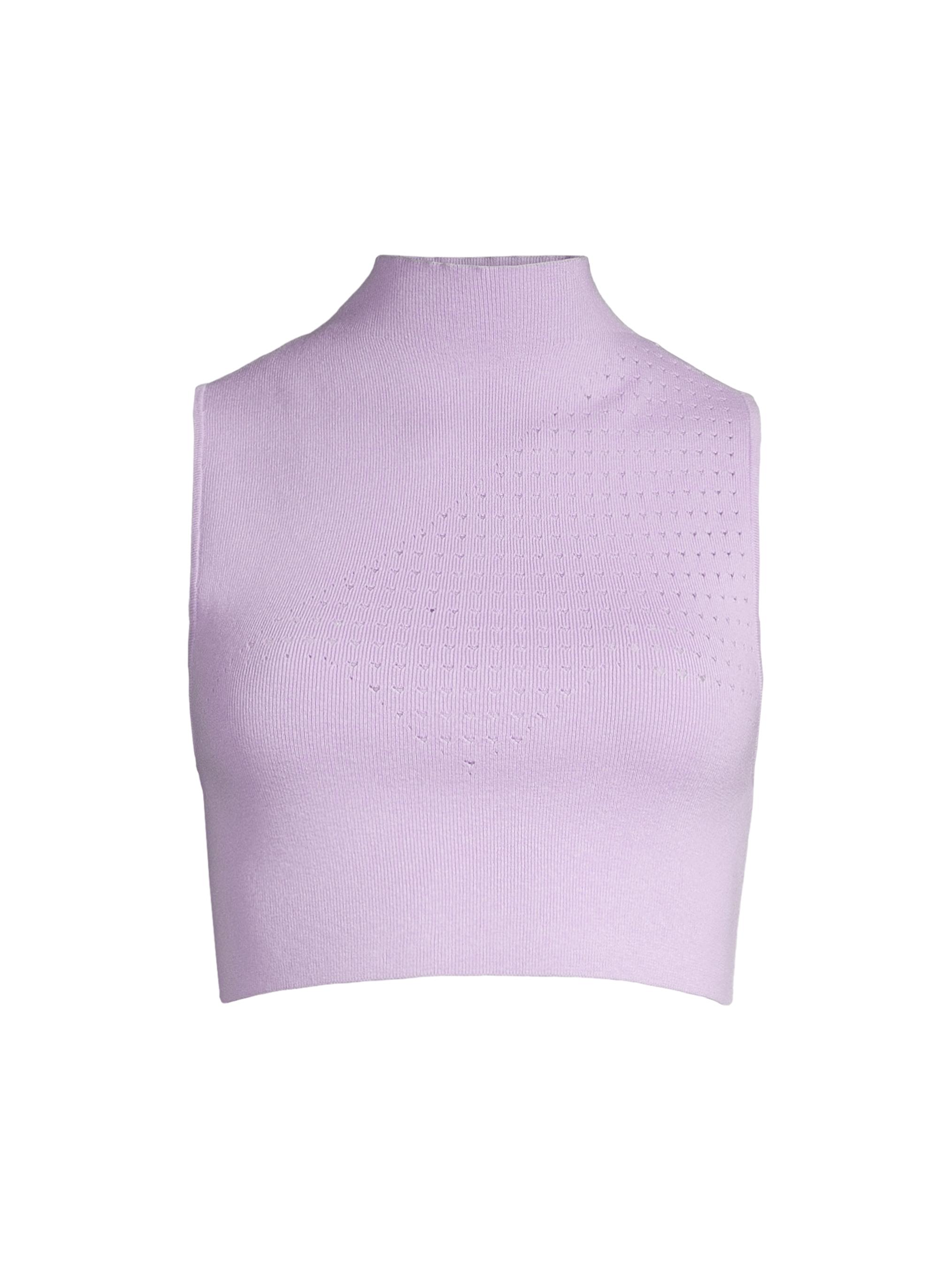 Victor Glemaud Women's Laser-Dot Mock Turtleneck Crop Top - Purple