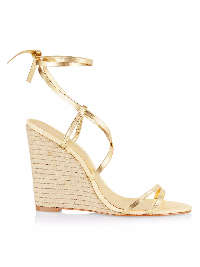 chanel gold wedge sandals