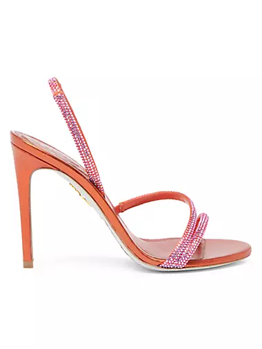 Satin Bead-Embellished Slingback Sandals