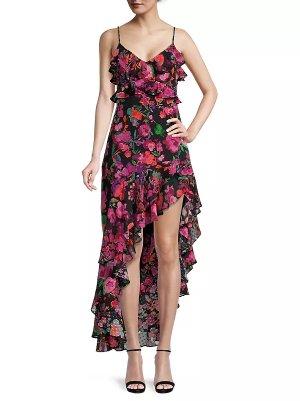 Shop Line & Dot Mika Asymmetrical Ruffled Floral Dress | Saks 