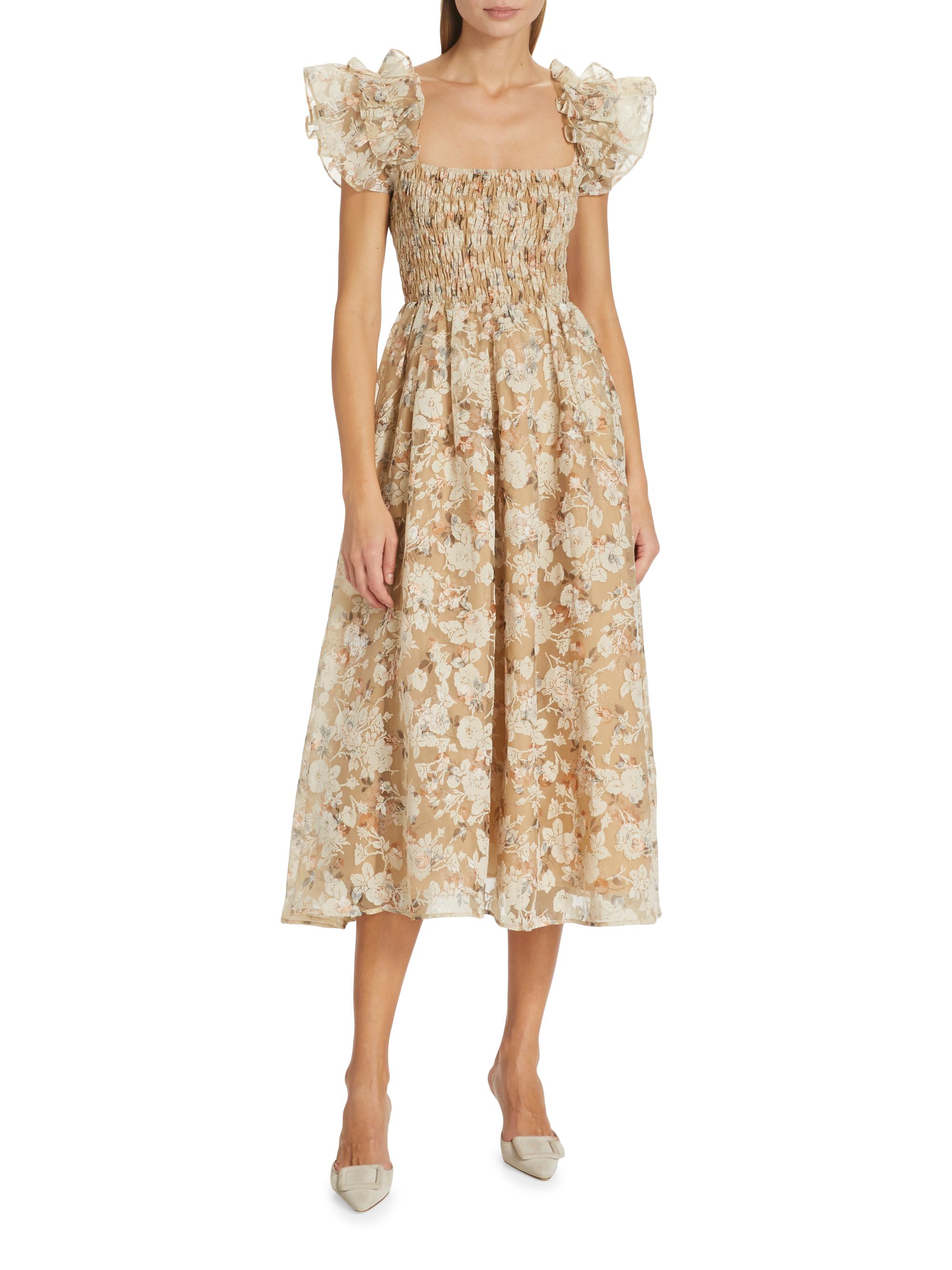 En Saison Chaumont Smocked Floral Midi-Dress | Saks Fifth Avenue