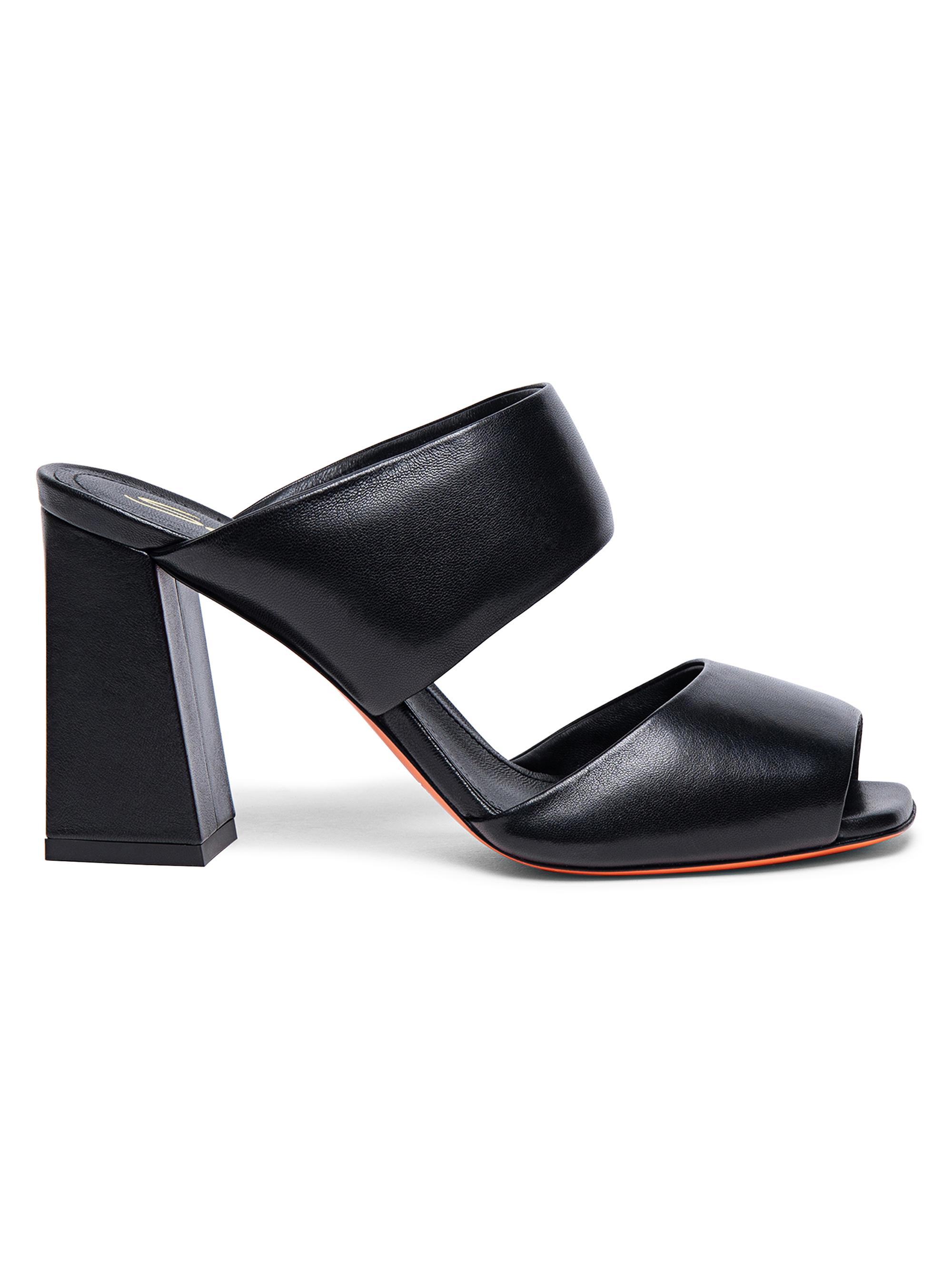 Santoni Women's Leather Two-Strap Sandals - Black
