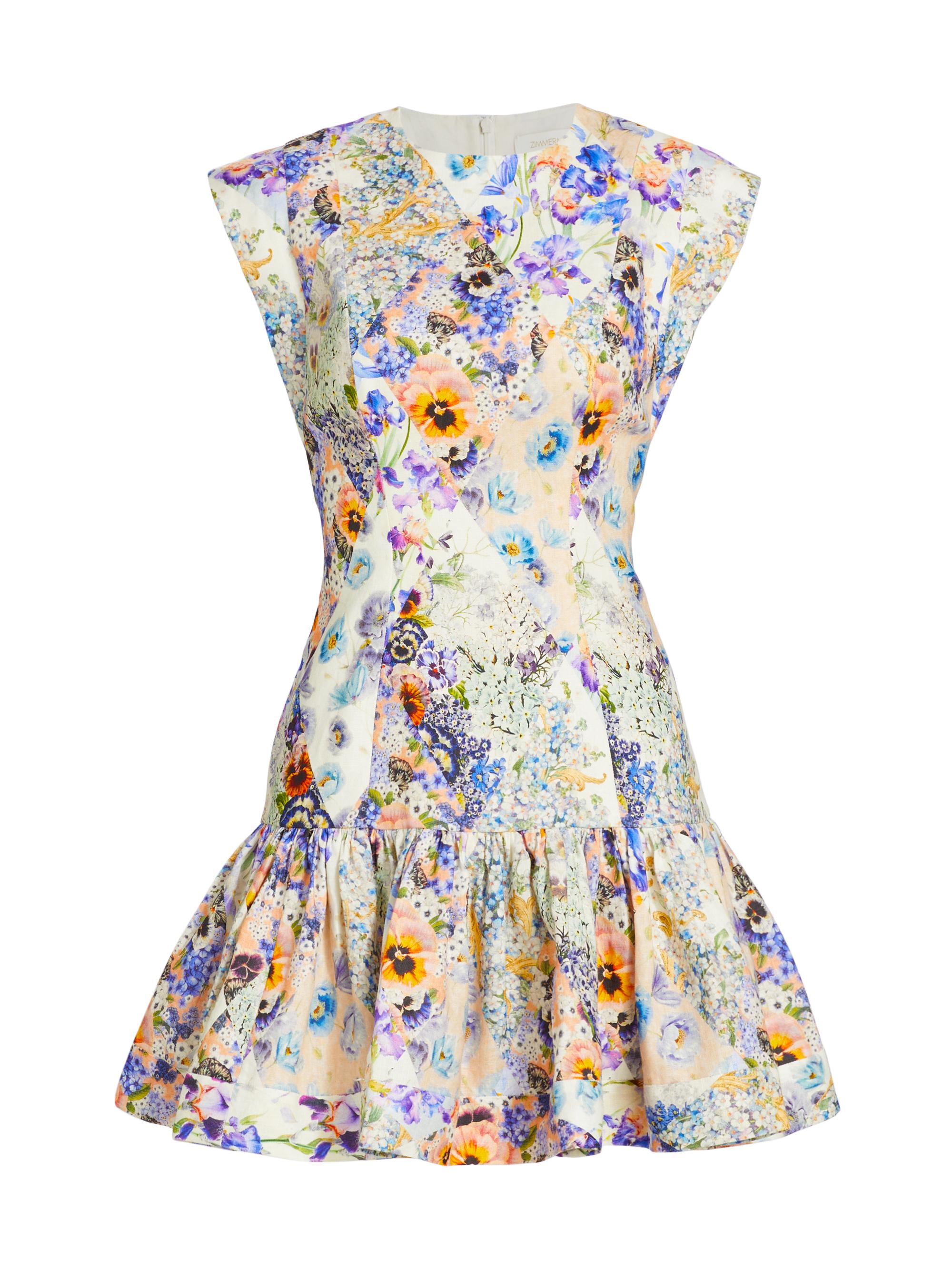 Zimmermann Women's Tama Floral-Printed Flounce Minidress - Diamond Splice Print