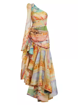 Zimmermann Tama Asymmetric One-Shoulder Gown | Saks Fifth Avenue