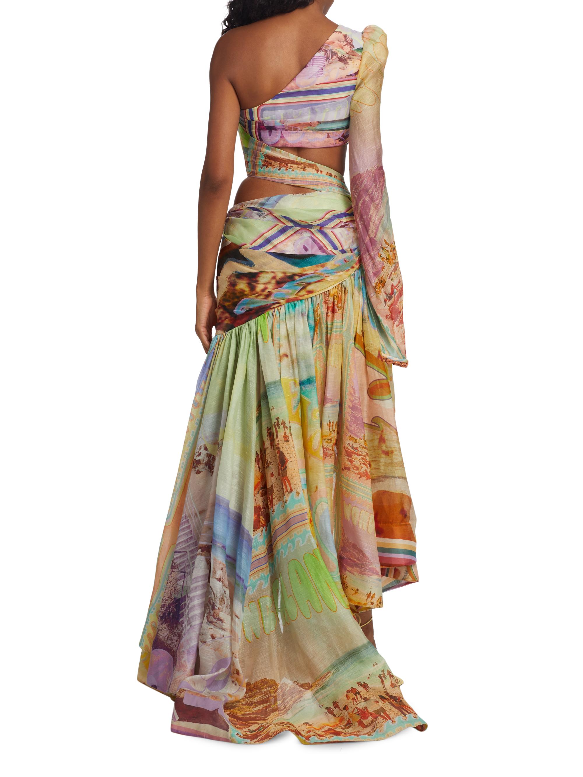 Zimmermann Tama Asymmetric One-Shoulder Gown | Saks Fifth Avenue