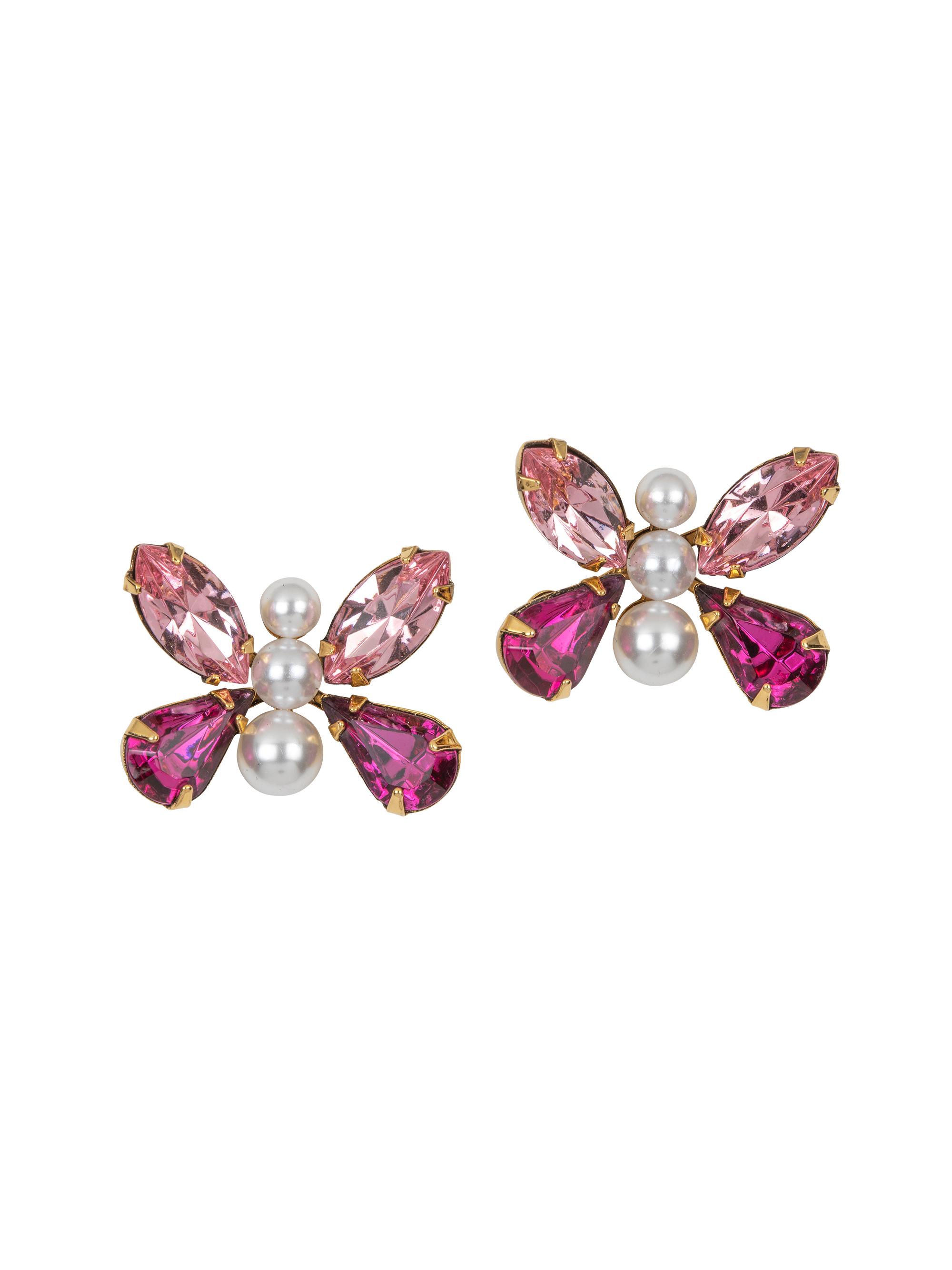 Jennifer Behr Women's Alessia 24K-Gold-Plated, Imitation Pearl & Glass Crystal Butterfly Stud Earrings - Fuchsia