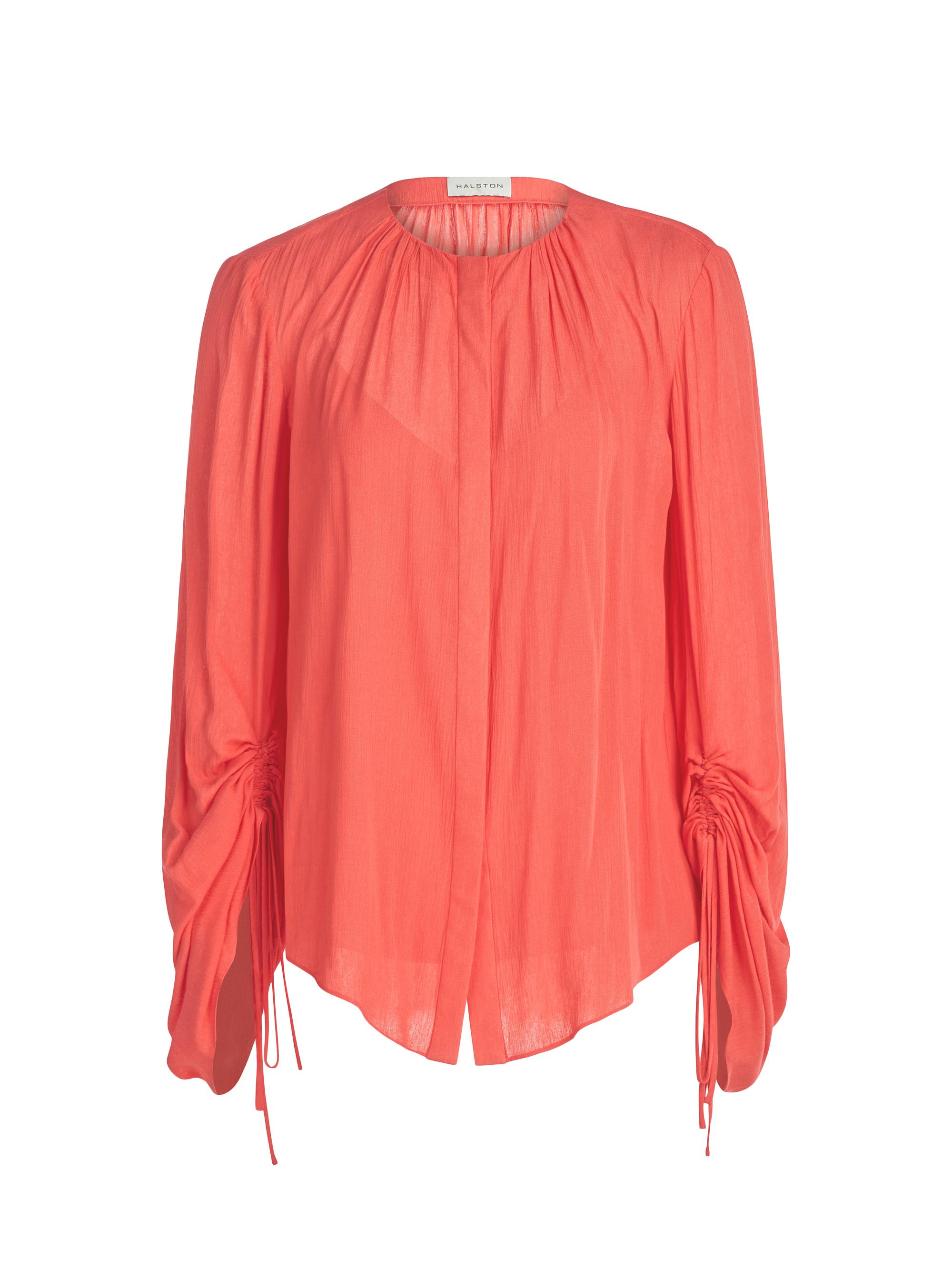 Halston Women's Kasia Crinkled Button-Up Blouse - Rhubarb