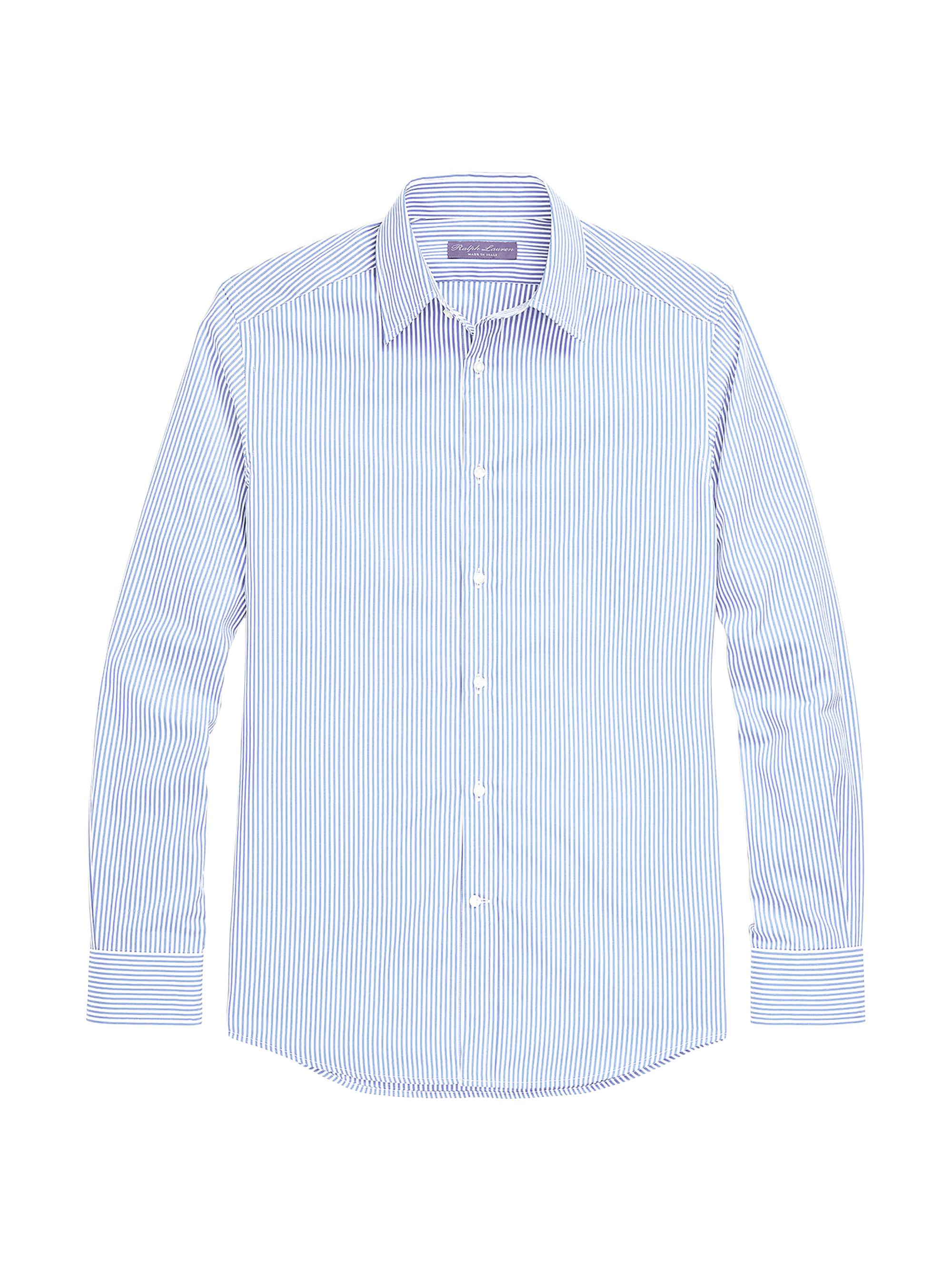 Ralph Lauren Purple Label Men's Philip NK Striped Cotton Long-Sleeve Shirt - Blue White