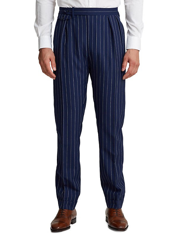 Shop Ralph Lauren Purple Label Gregory Pinstriped Wool Pants Shop Ralph Lauren Purple Label Gregory Pinstriped Wool Pants