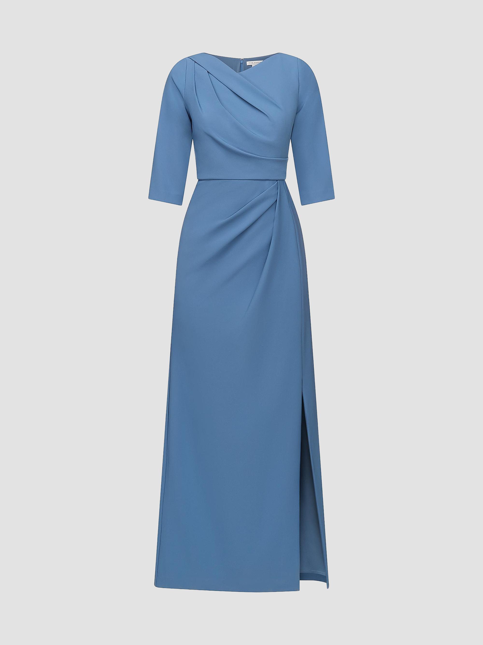 Kay Unger Women's Margerite Pleated Column Gown - Mediterranean Blue | Thumbnail 5