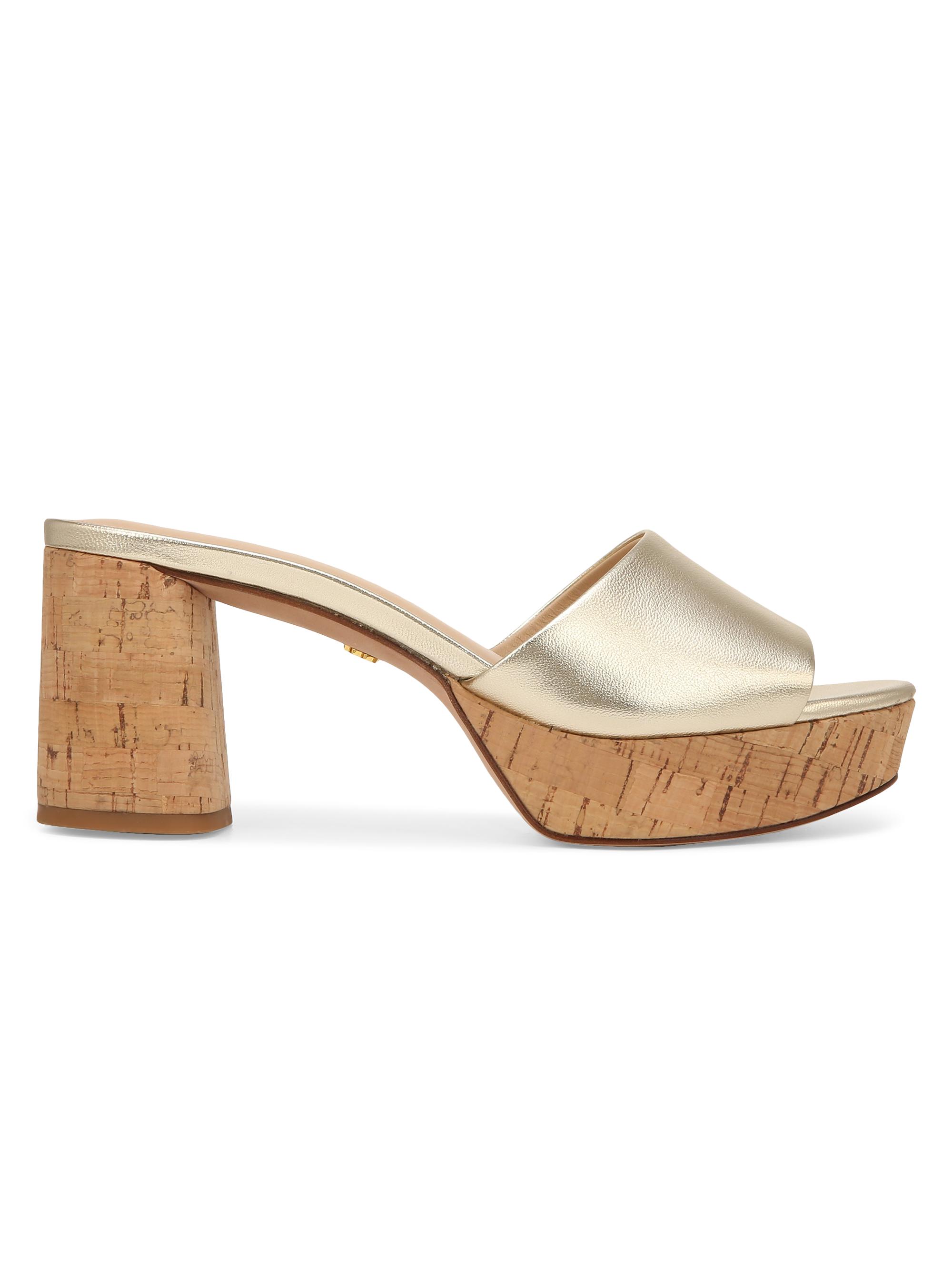 Veronica Beard Women's Dali 70MM Metallic Leather Platform Sandals - Platinum Natural