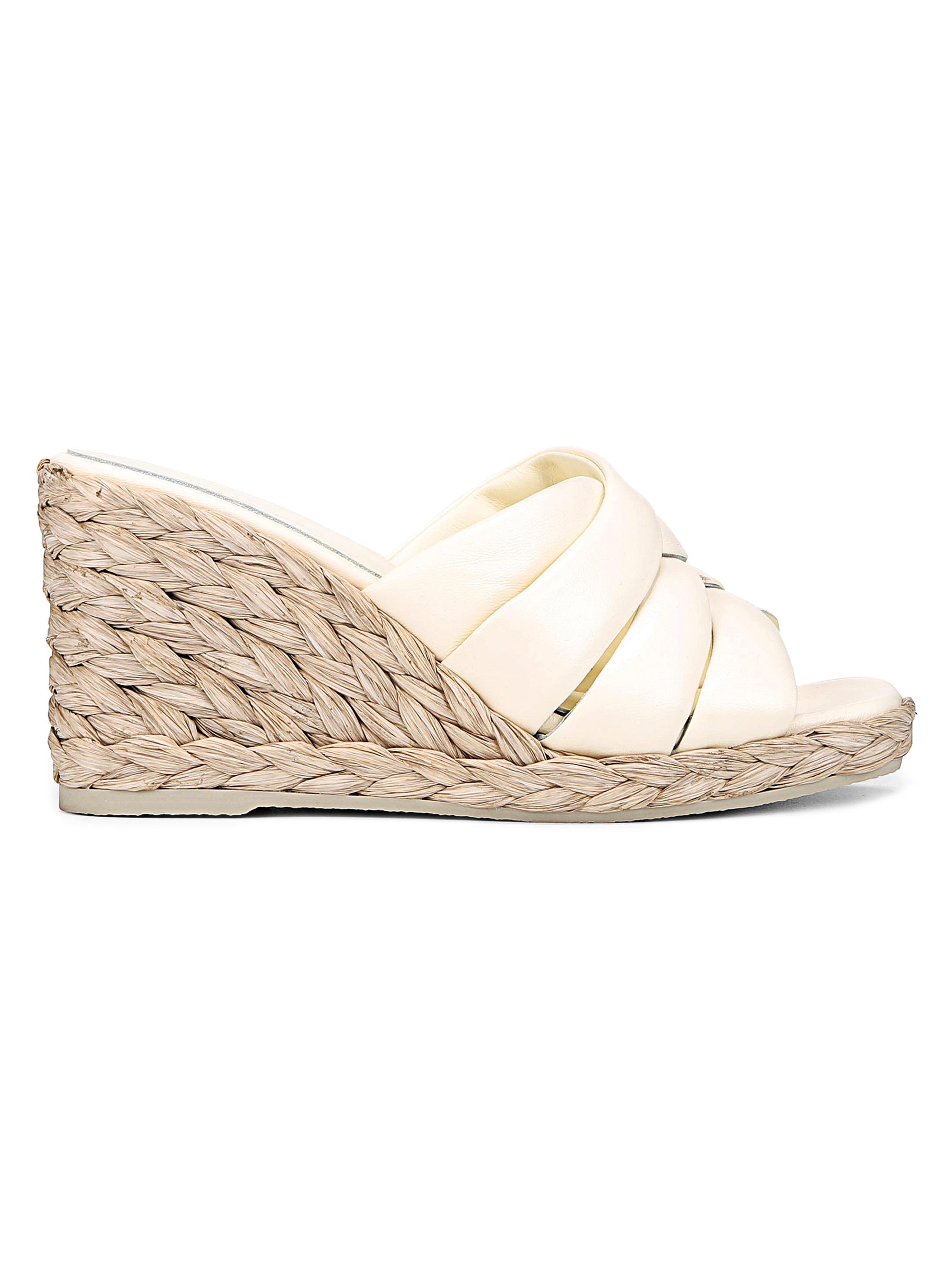 Vince Women's Gilian Leather Wedge Sandals - Marble Cream
