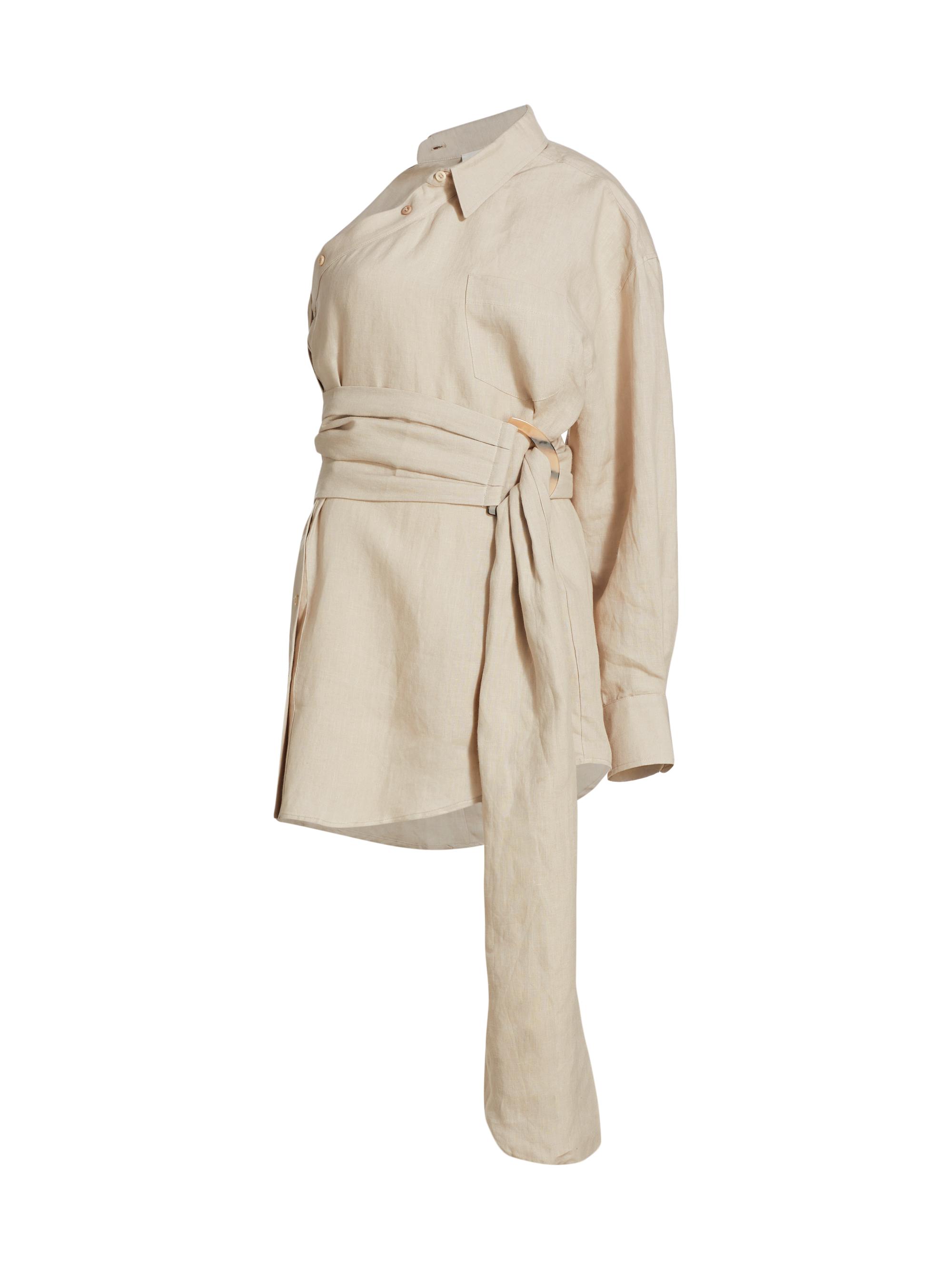 Piece of White Women's Blake Linen One-Shoulder Minidress - Peanut