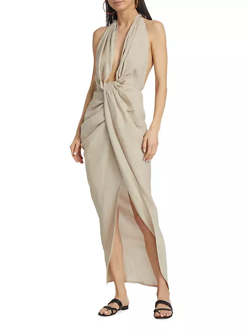 Shop Piece of White Athena Linen Halter Gown | Saks Fifth Avenue