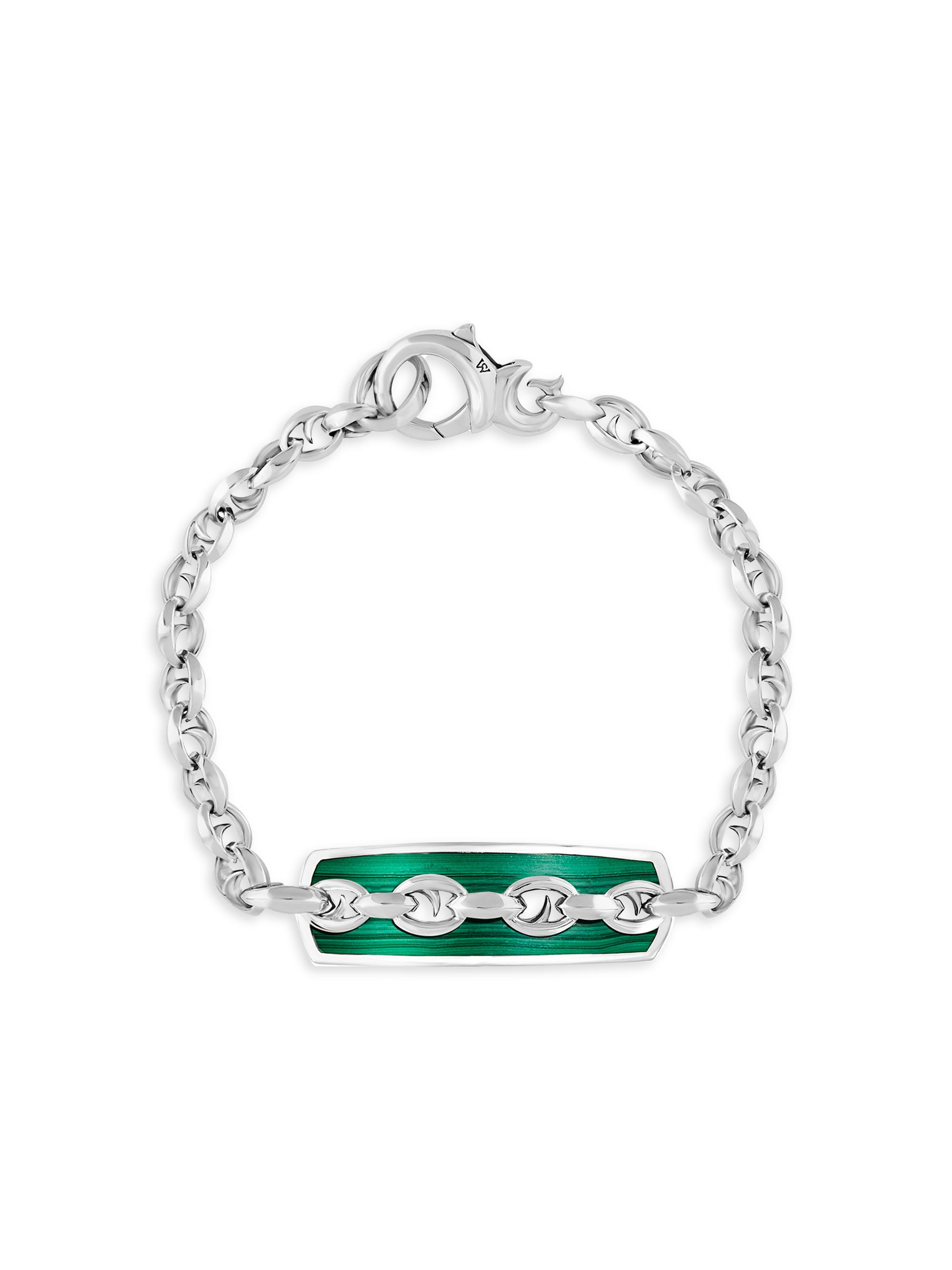 Stephen Webster Men's Inline Razer Sterling Silver & Malachite Bracelet - Silver