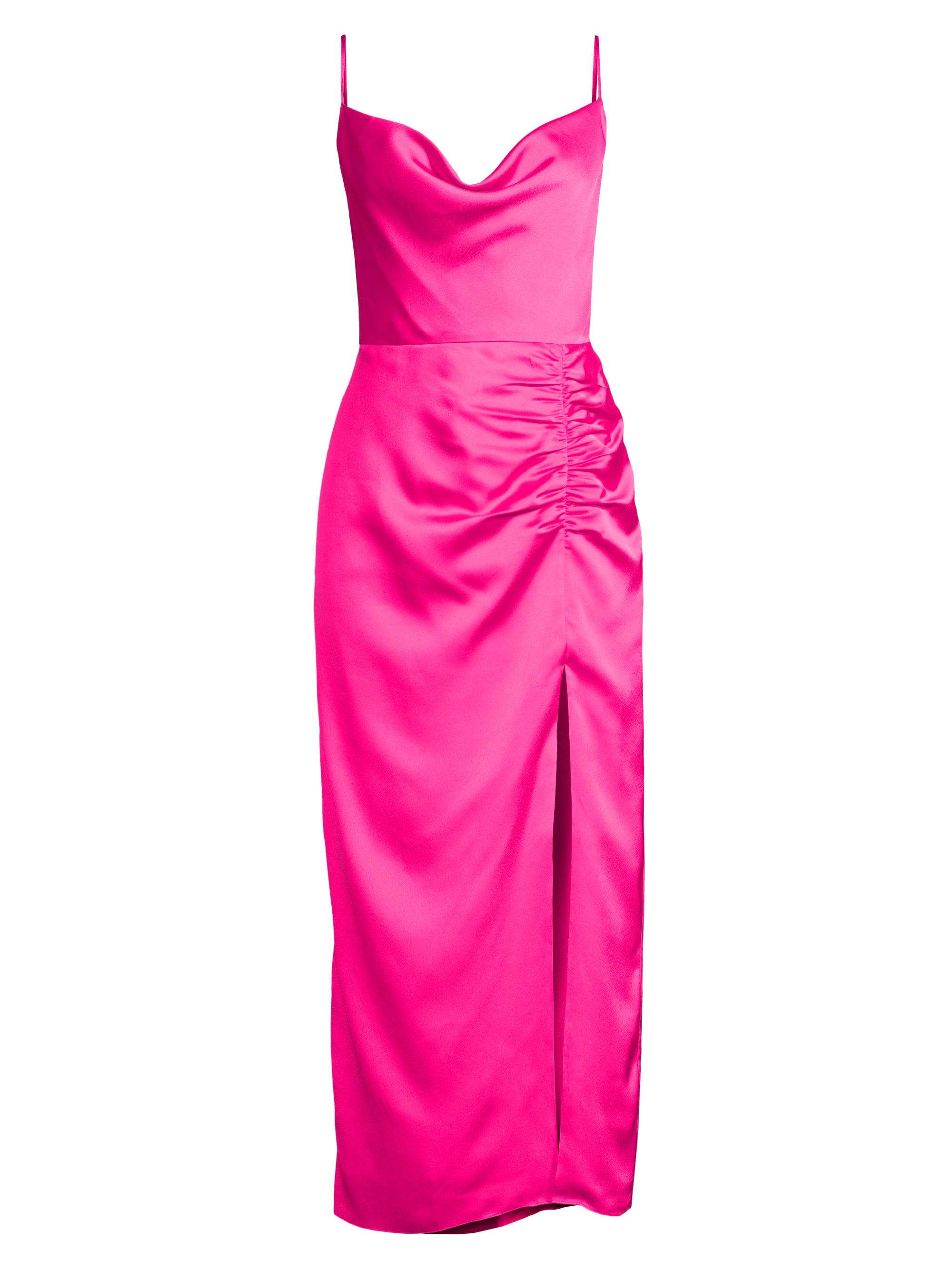 Milly Women's Lilliana Ruched Satin Cowlneck Slipdress -  Pink