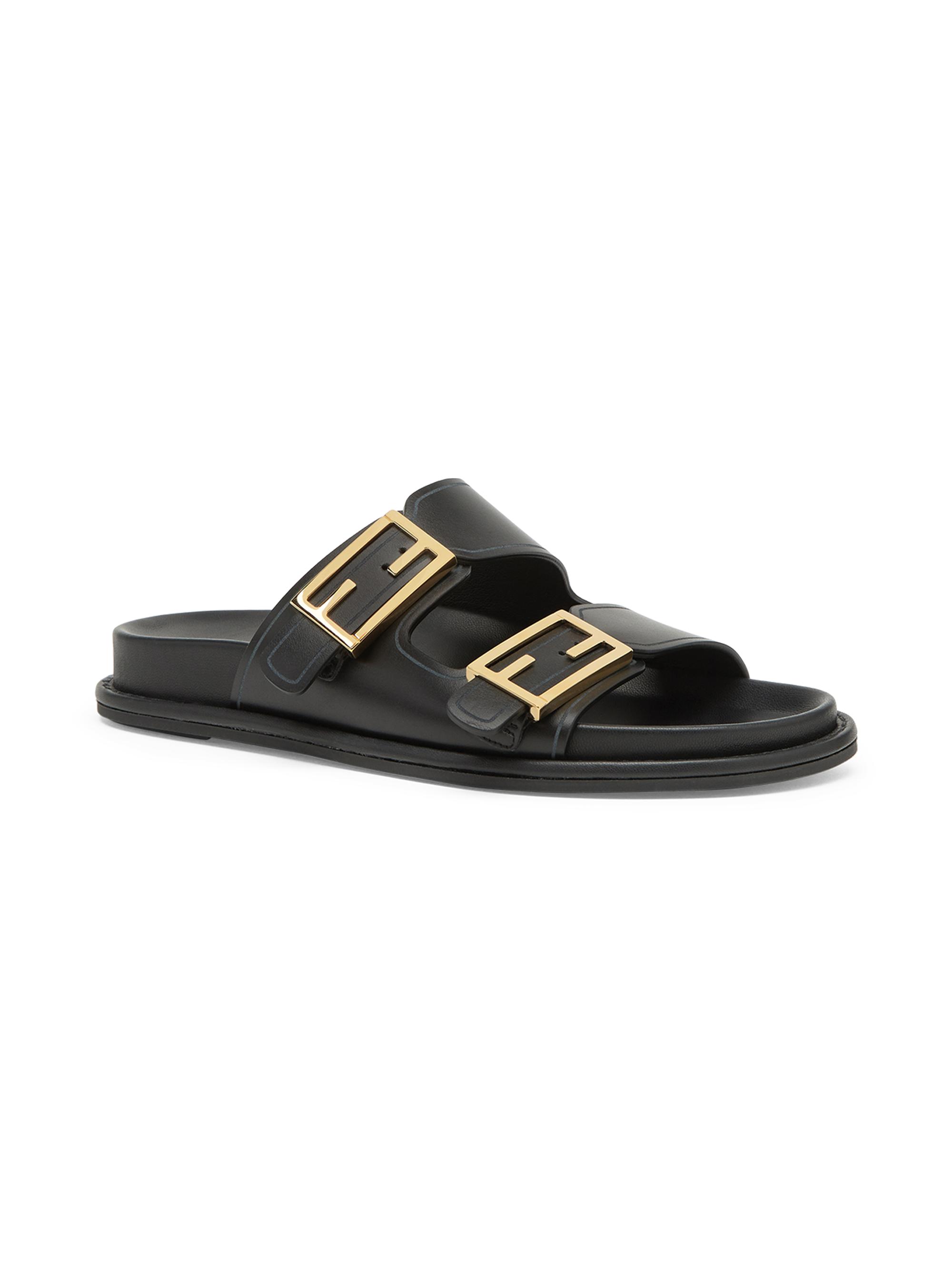 Fendi Fendi Feel Buckle Leather Slides | Saks Fifth Avenue
