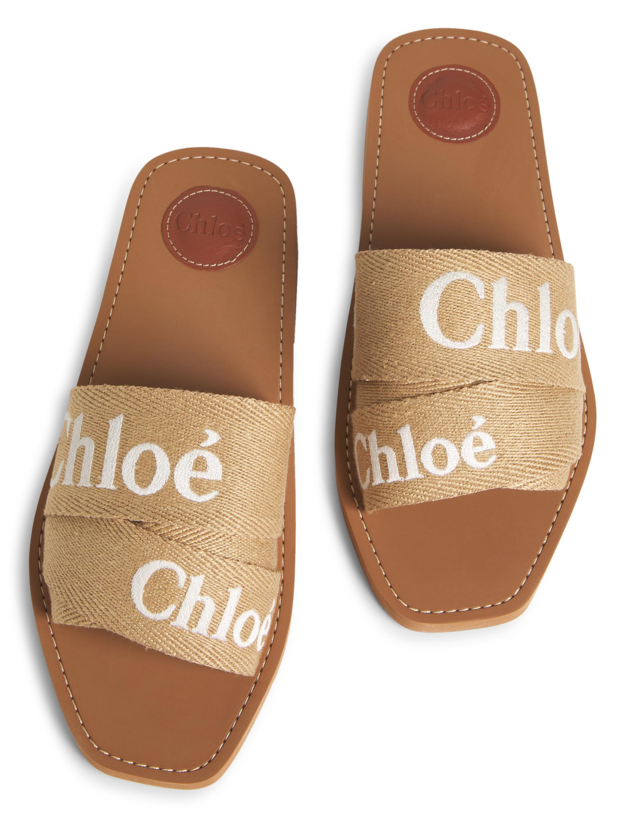 Chloé Woody logo-embroidered slides - Orange