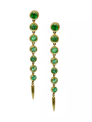 18K Yellow Gold & Emerald Drop Earrings