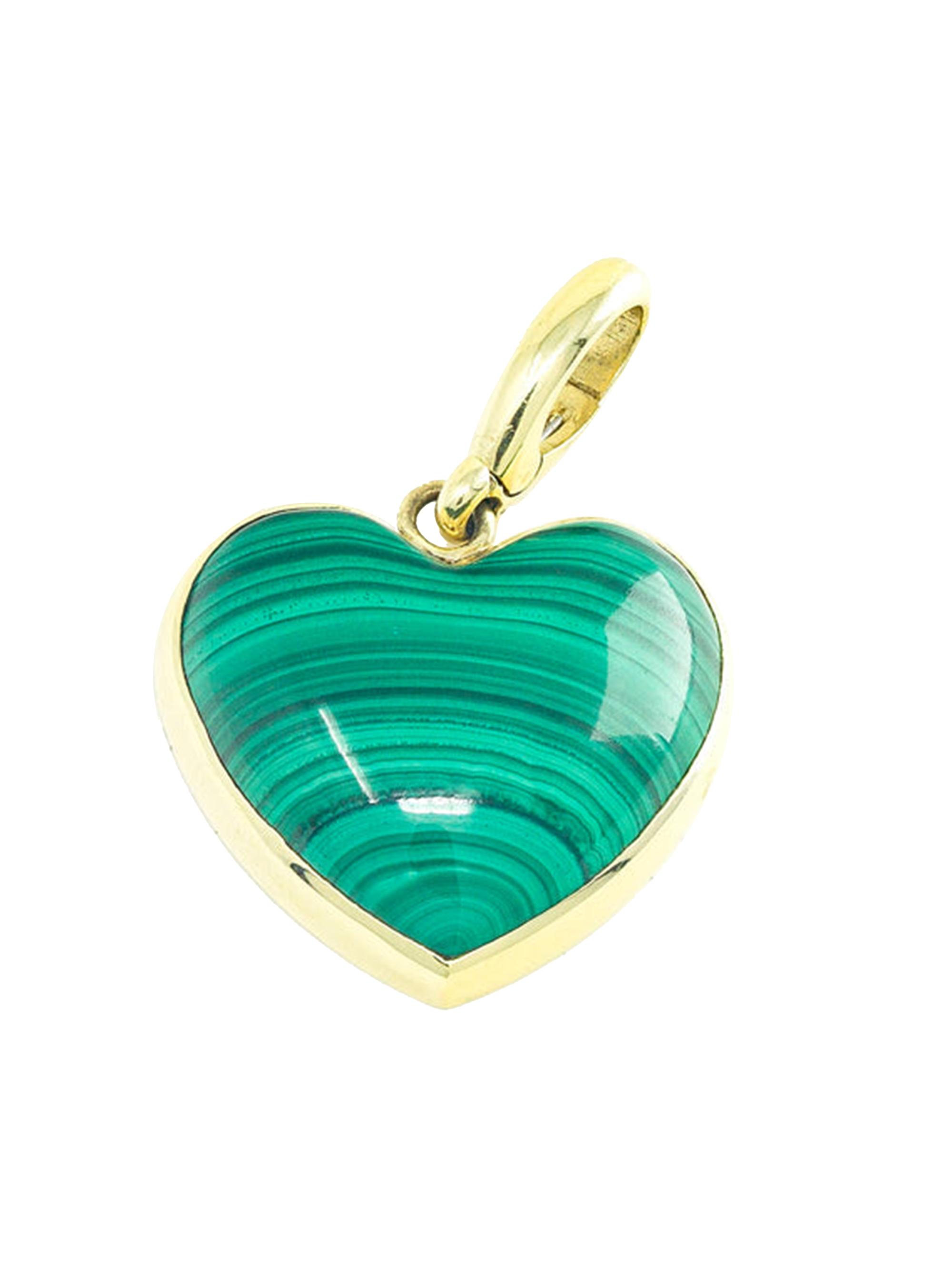 Jenna Blake Women's 18K Yellow Gold & Malachite  Heart Charm - Green
